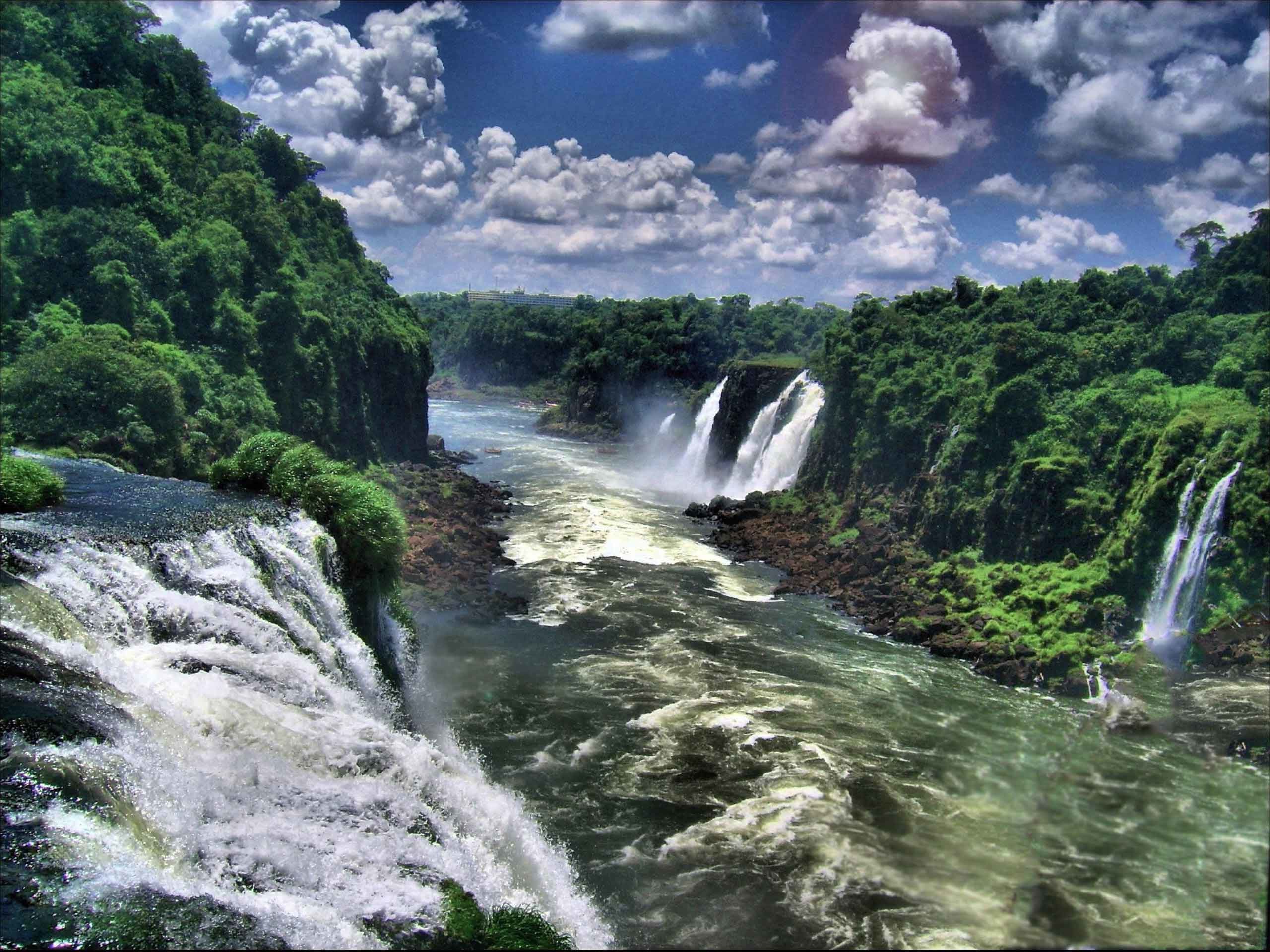 2560x1920 Waterfalls Cloud Pantanal Sky River Tropical Jungle Waterfall Forest Brazil Iguazu  Falls Nature Wallpaper Full Length
