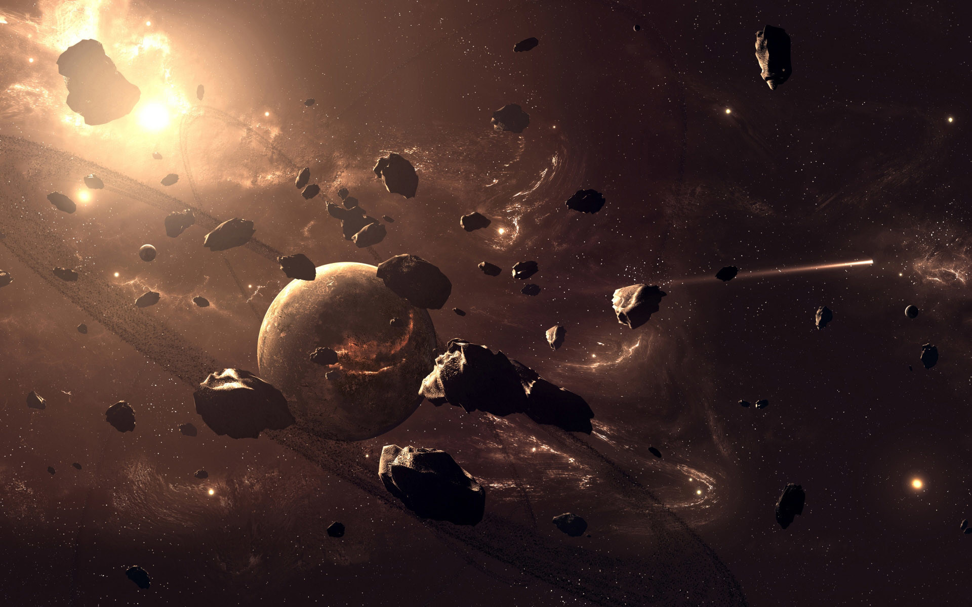 1920x1200 Asteroids In Space