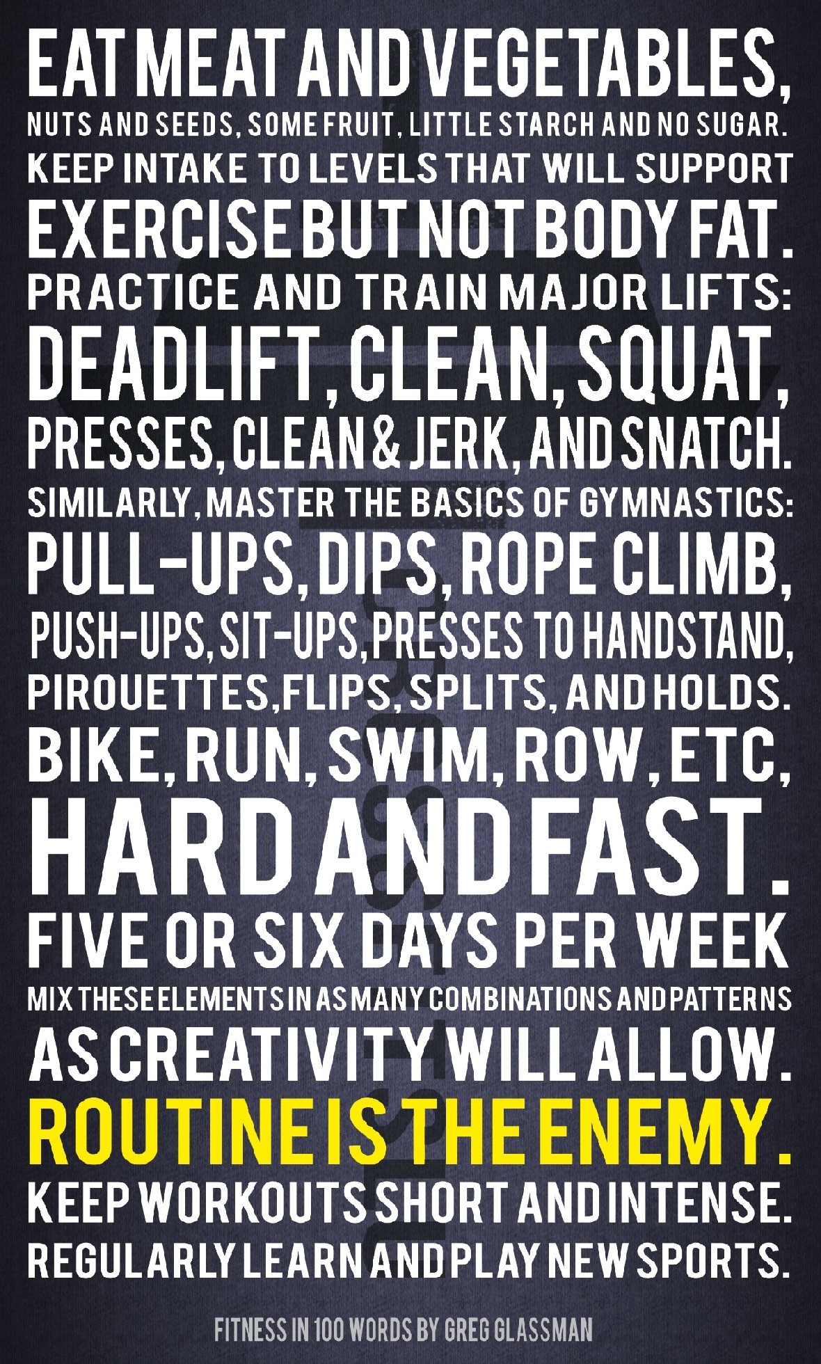 1180x1960 Fitness in 100 words by Greg Glassman, founder of CrossFit