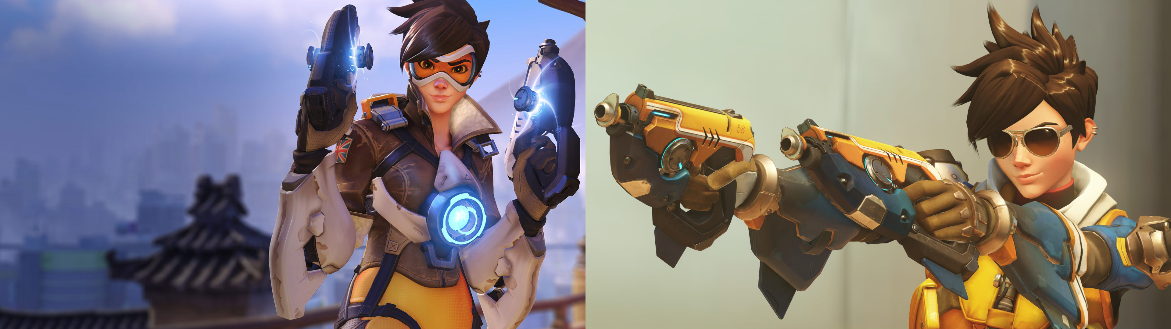 3840x1080 Overwatch Tracer Dual Monitor Wallpaper 