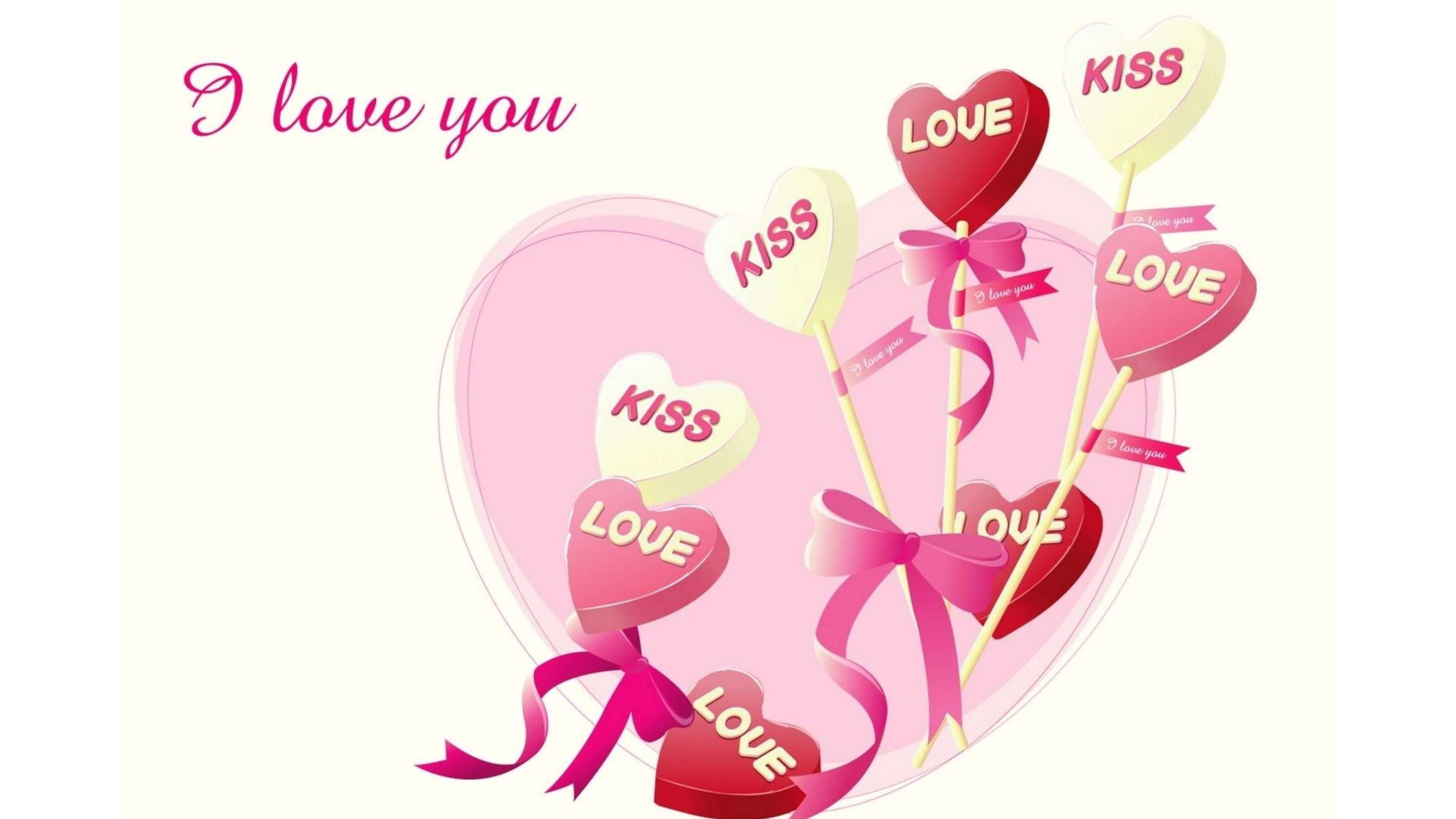 3840x2160 I Love You Heart Kiss HD Wallpaper - Ultra HD Image