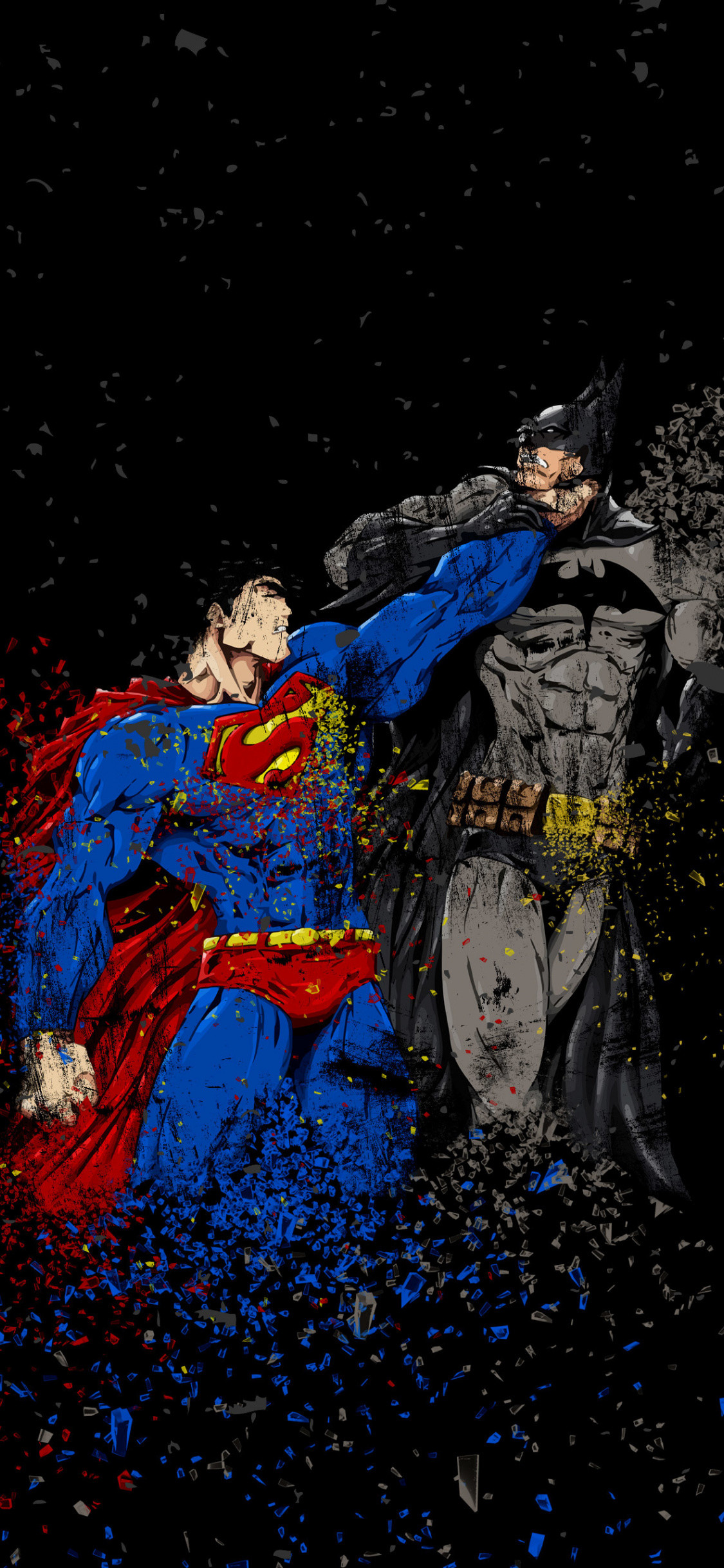 1125x2436 Batman vs superman, ruggon style, art,  wallpaper