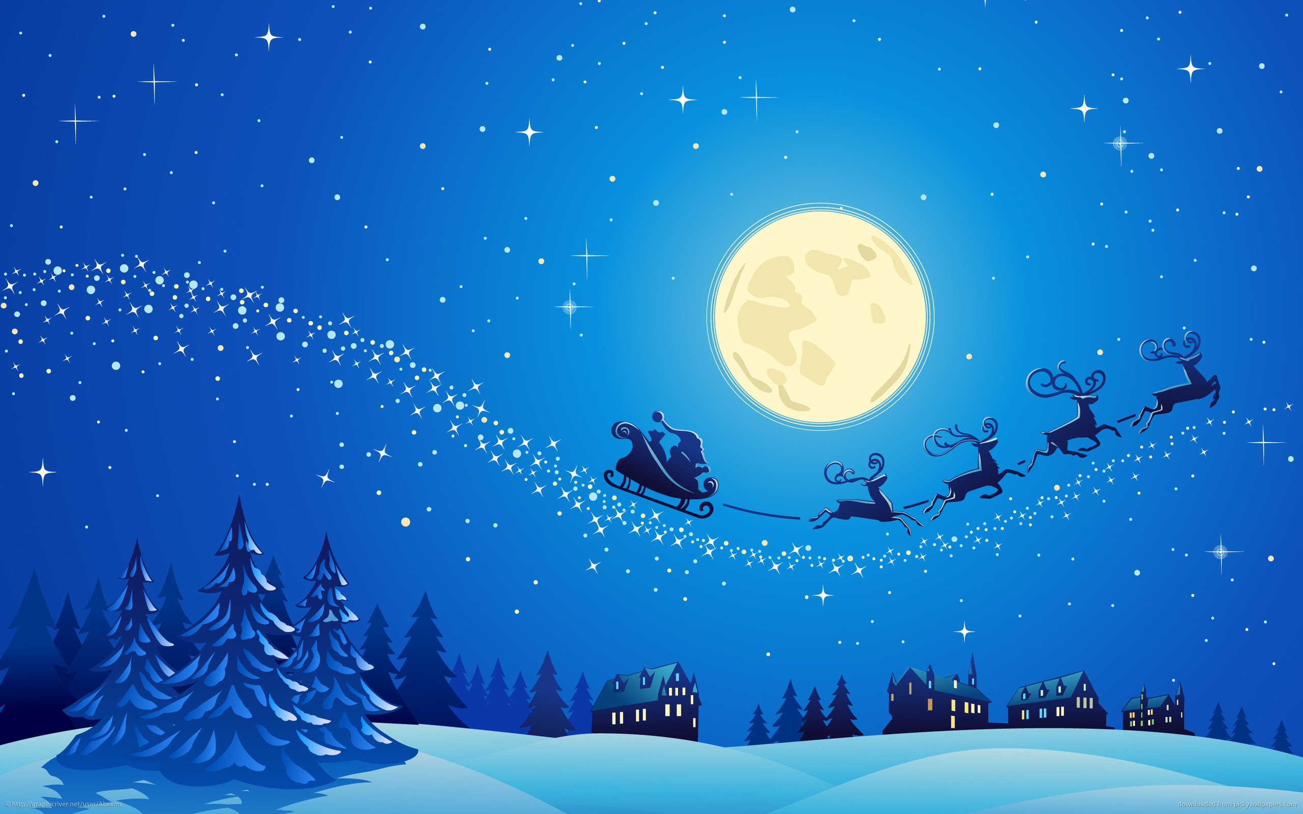 2560x1600 Christmas Eve Santa Claus Raindeer Sleigh Moon Desktop Wallpaper Uploaded  by DesktopWalls