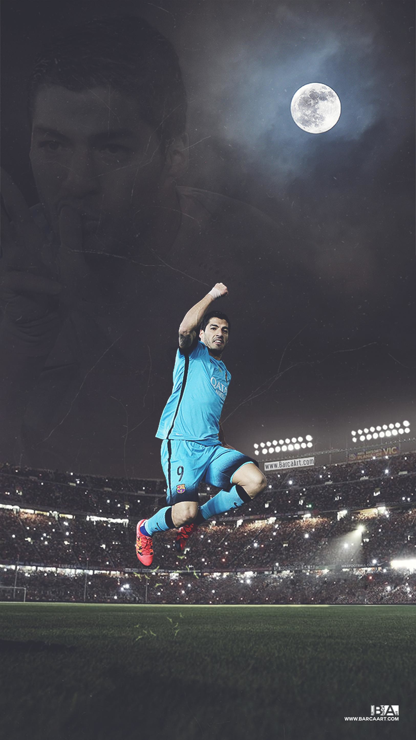 1625x2885 Luis Suarez celebrating a goal at the Camp Nou. This wallpaper was created  by superimposing 3 different pictures and blending them together to seem  like a ...