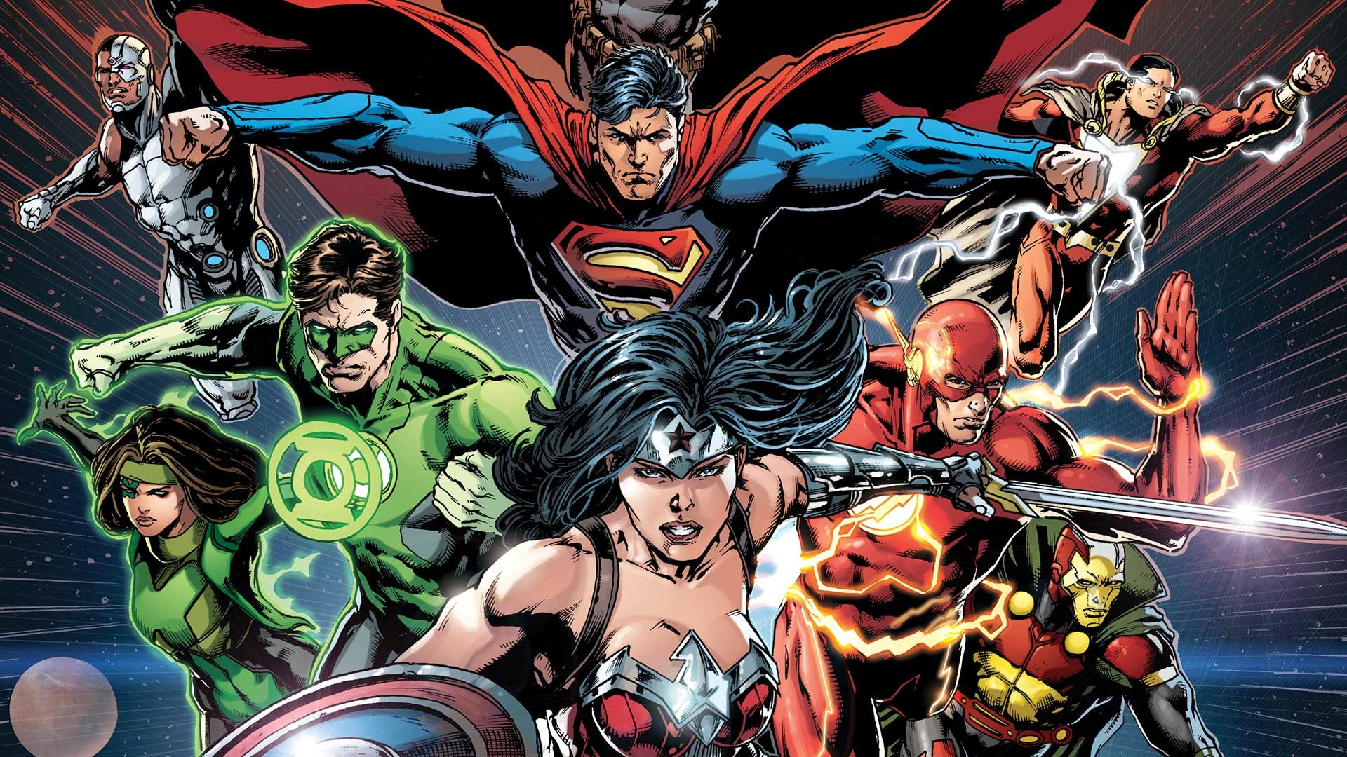 1920x1080 Comics - Justice League Wonder Woman Superman Green Lantern Cyborg (DC  Comics) Flash Wallpaper