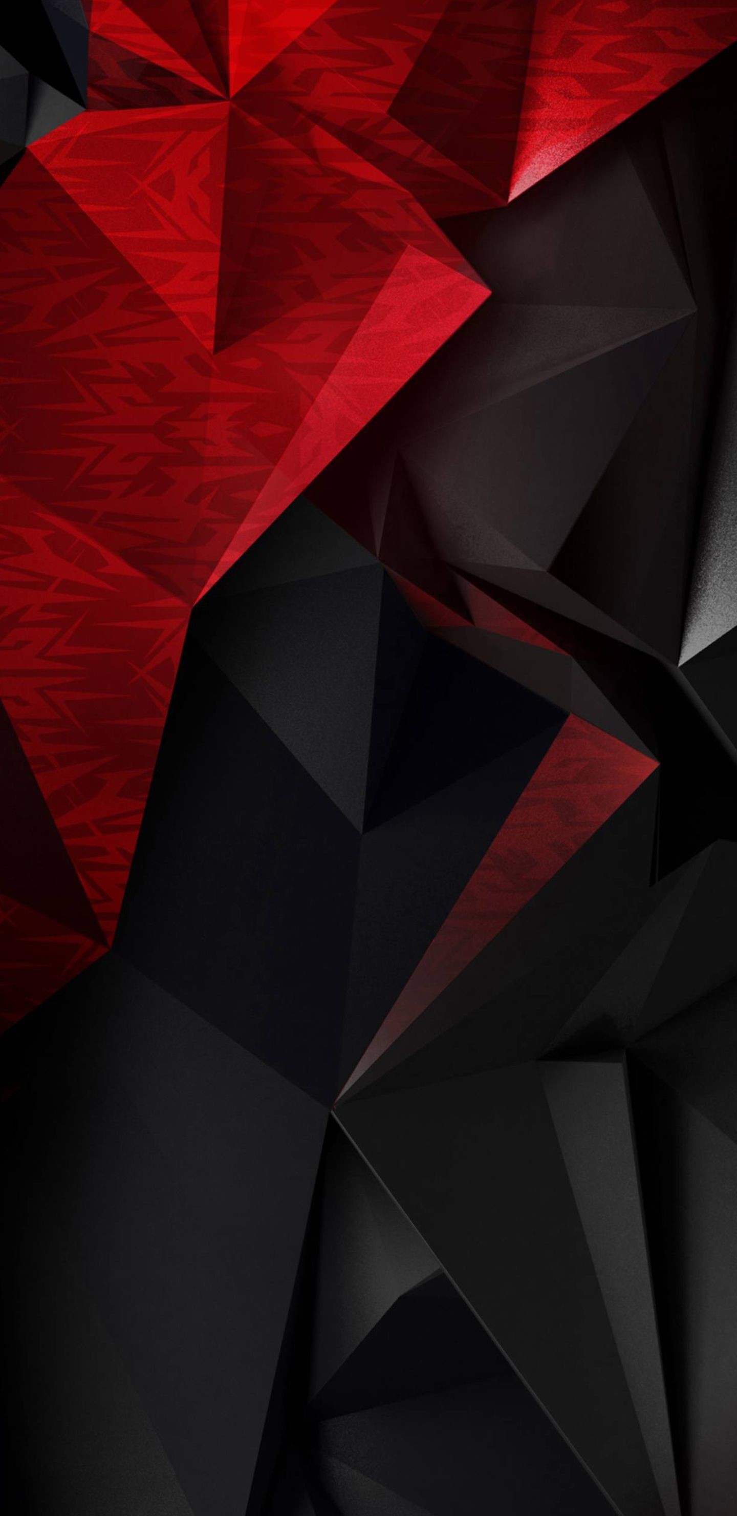 1440x2960 Abstract 3D Red and Black Polygons for Samsung Galaxy S9 Wallpaper