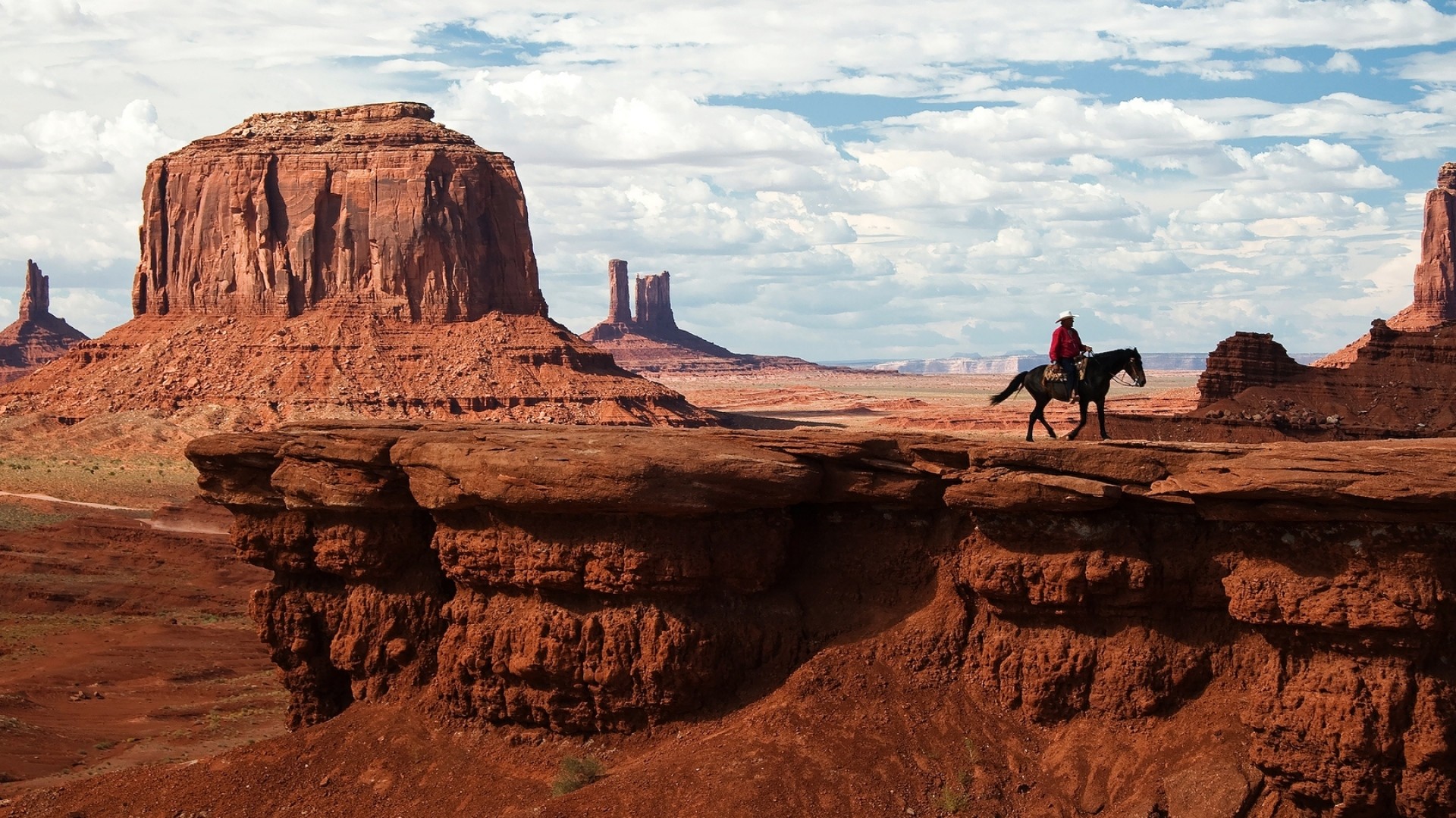 1920x1080 Preview wallpaper canyon, desert, horseback rider, wild west, cowboy  