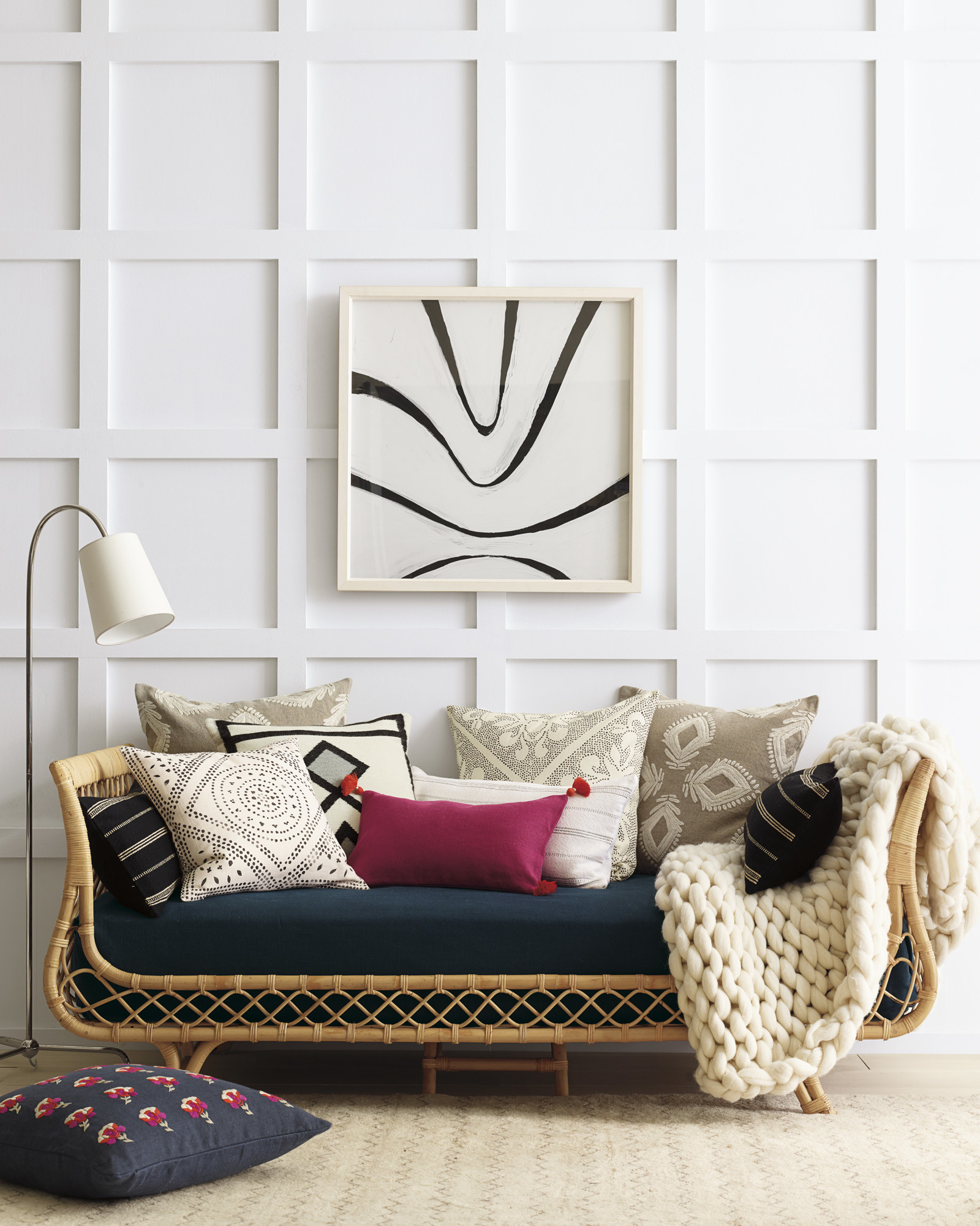 1600x2000 Love this rattan daybed with a mix of colorful pillows