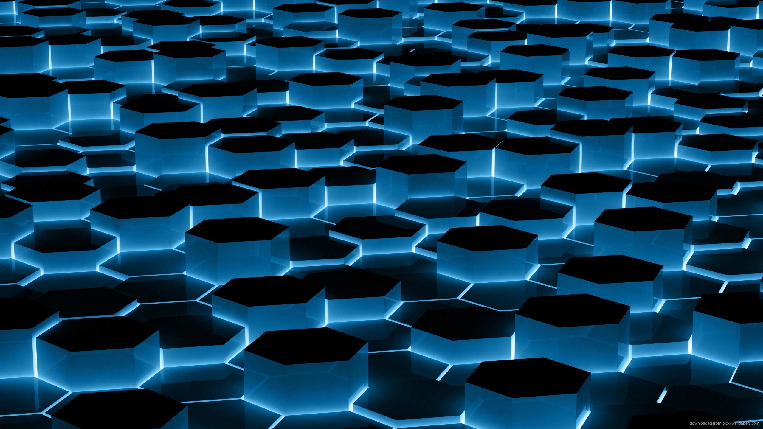 2560x1440 Blue And Black Hexagons for 