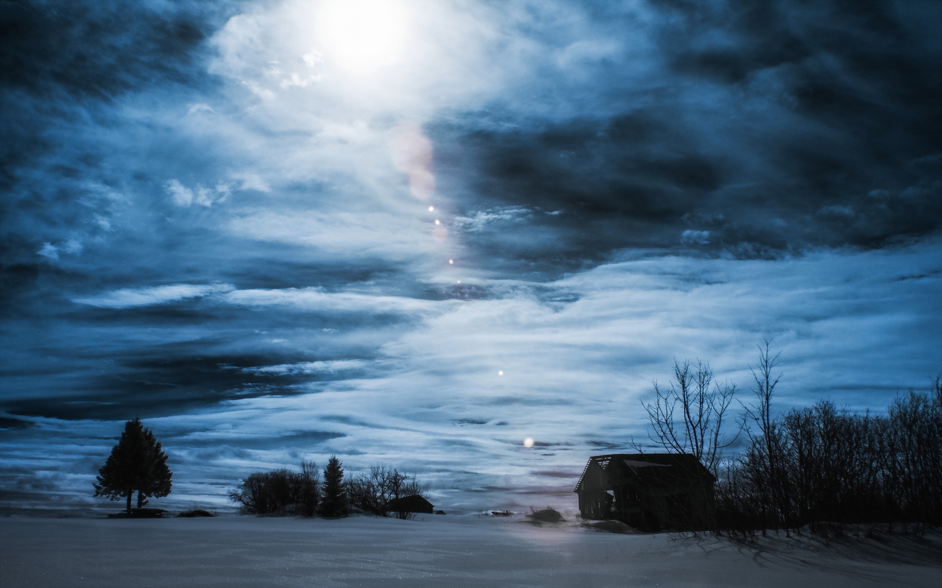 1920x1200 Night winter house landscape clouds sky wallpaper |  | 136630 |  WallpaperUP