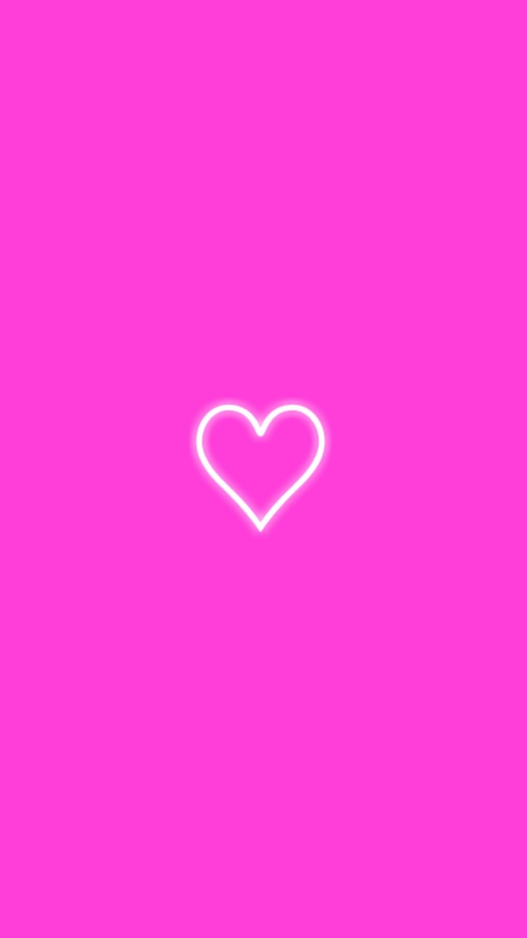 1080x1920 #pink #neon #heart #wallpaper #background