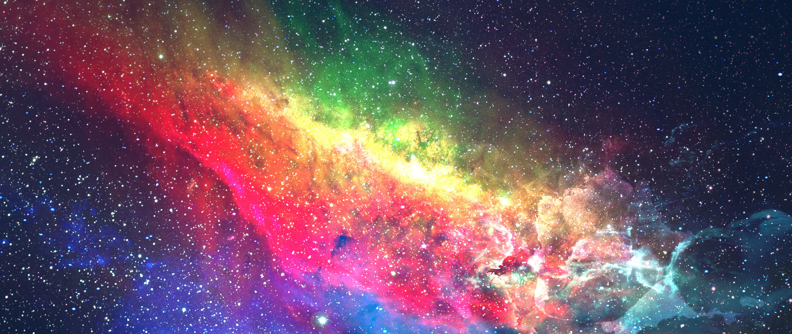 2560x1080 Colorful, galaxy, space, digital art,  wallpaper