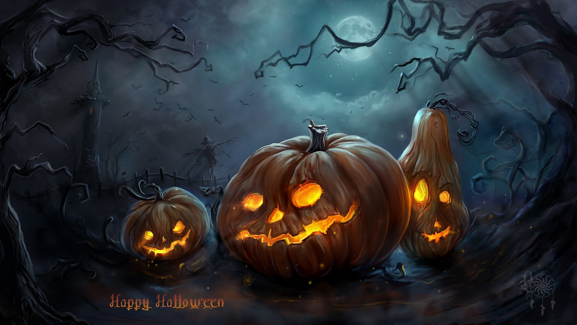 1920x1080 ... New Art Halloween Night Pumpkins Moon || Home Ideas ||  /  294kB ...