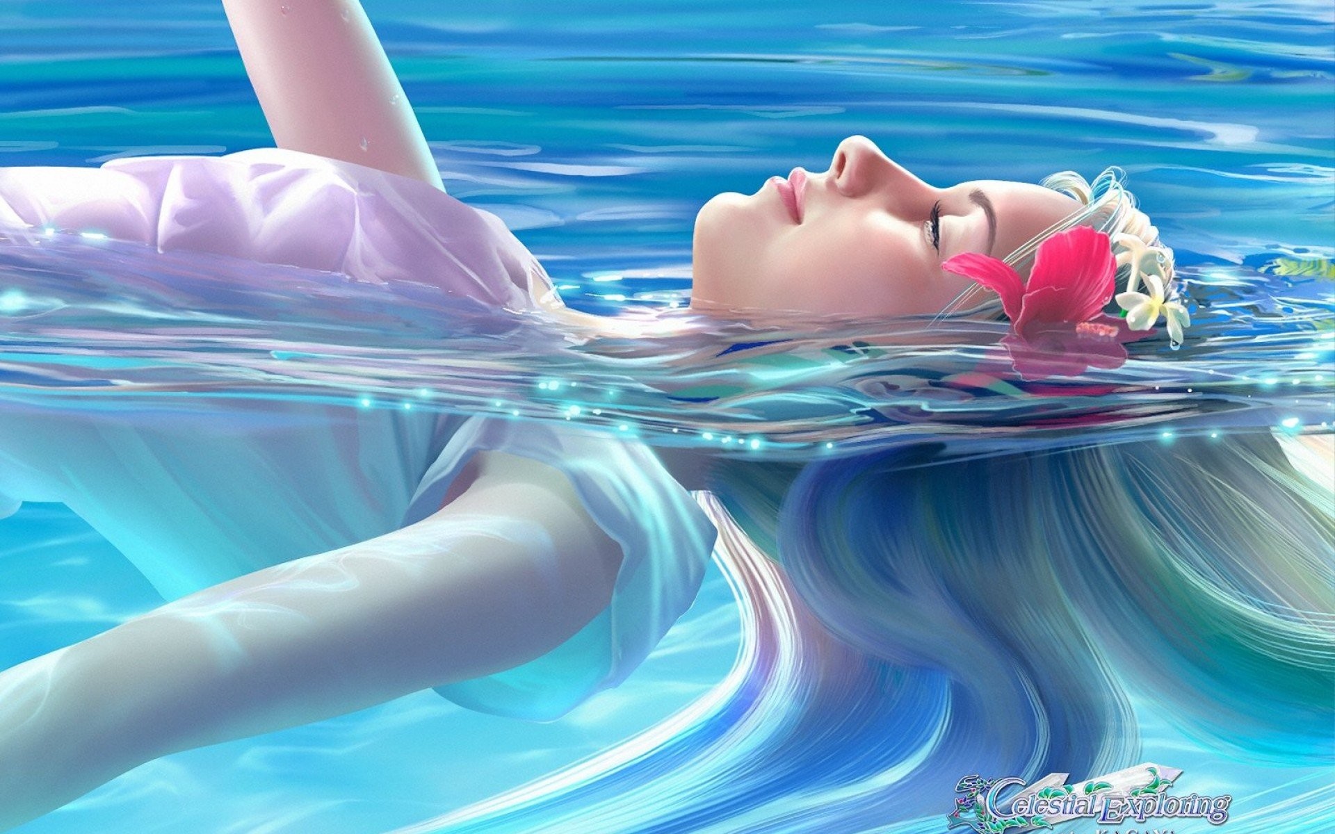 1920x1200 Fantasy Girl Water