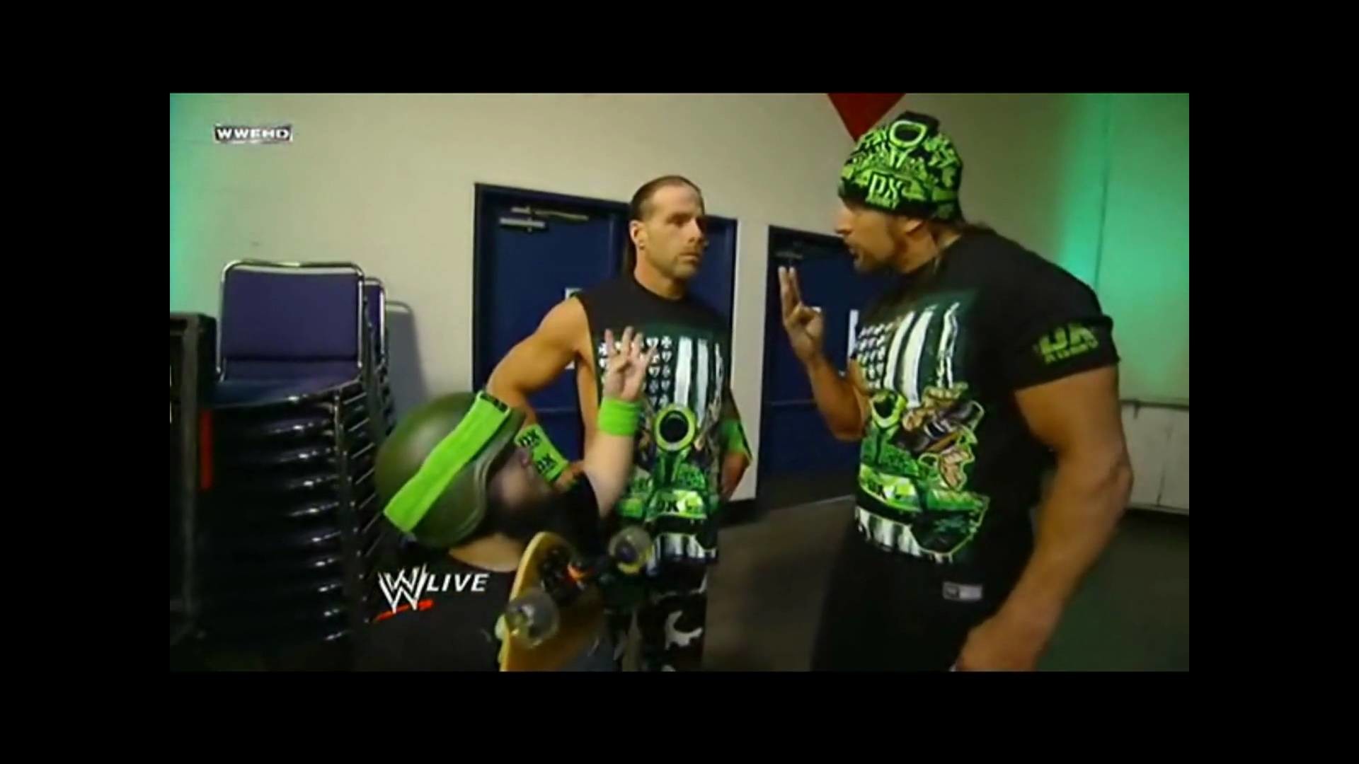 1920x1080 WWE Raw 12/28/09 DX and Hornswoggle attacks Julian [Backstage]