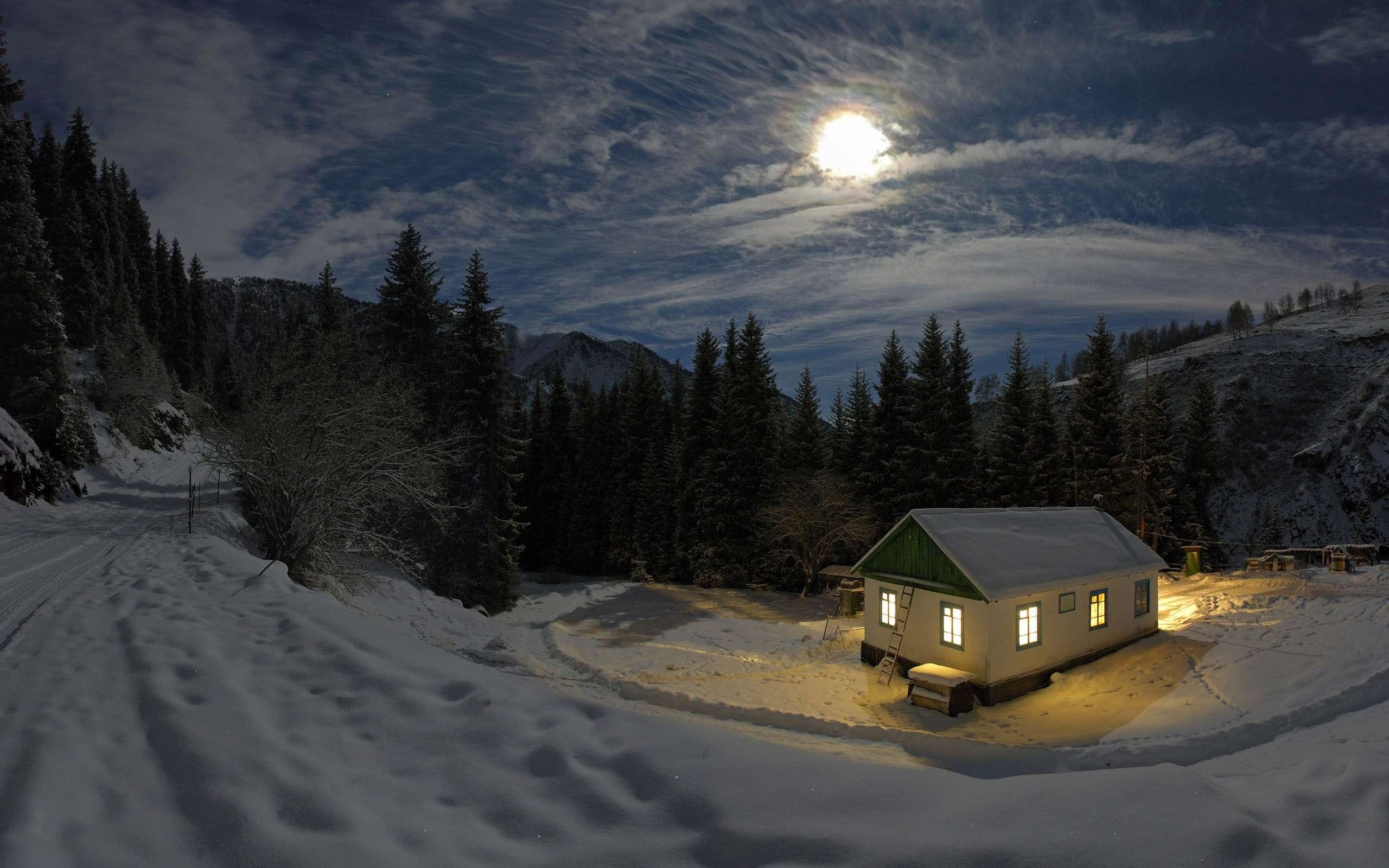 2560x1600 Good Night Mountain Snow HD Wallpaper.