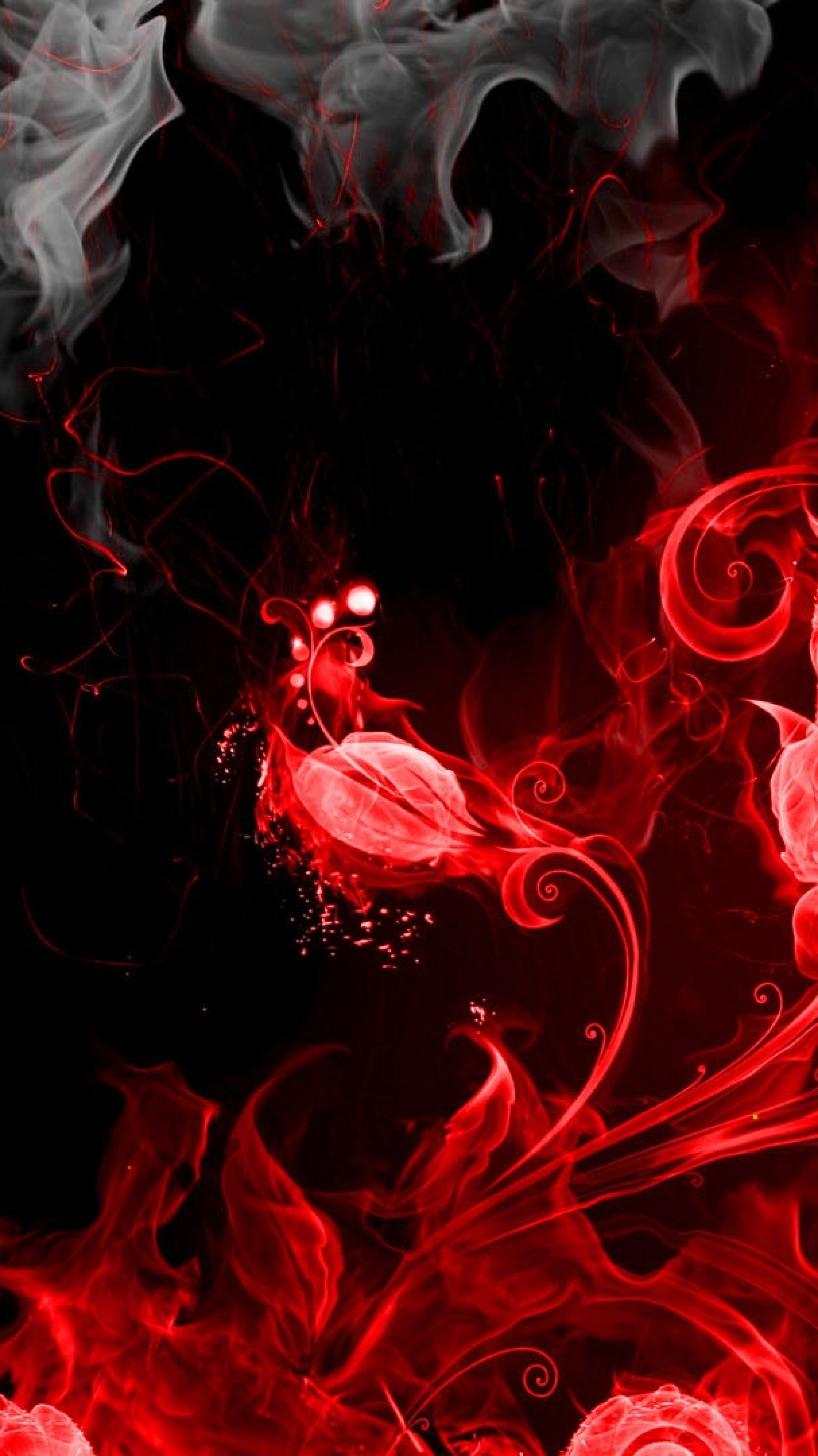 2160x3840  Wallpaper abstraction, red, smoke, black