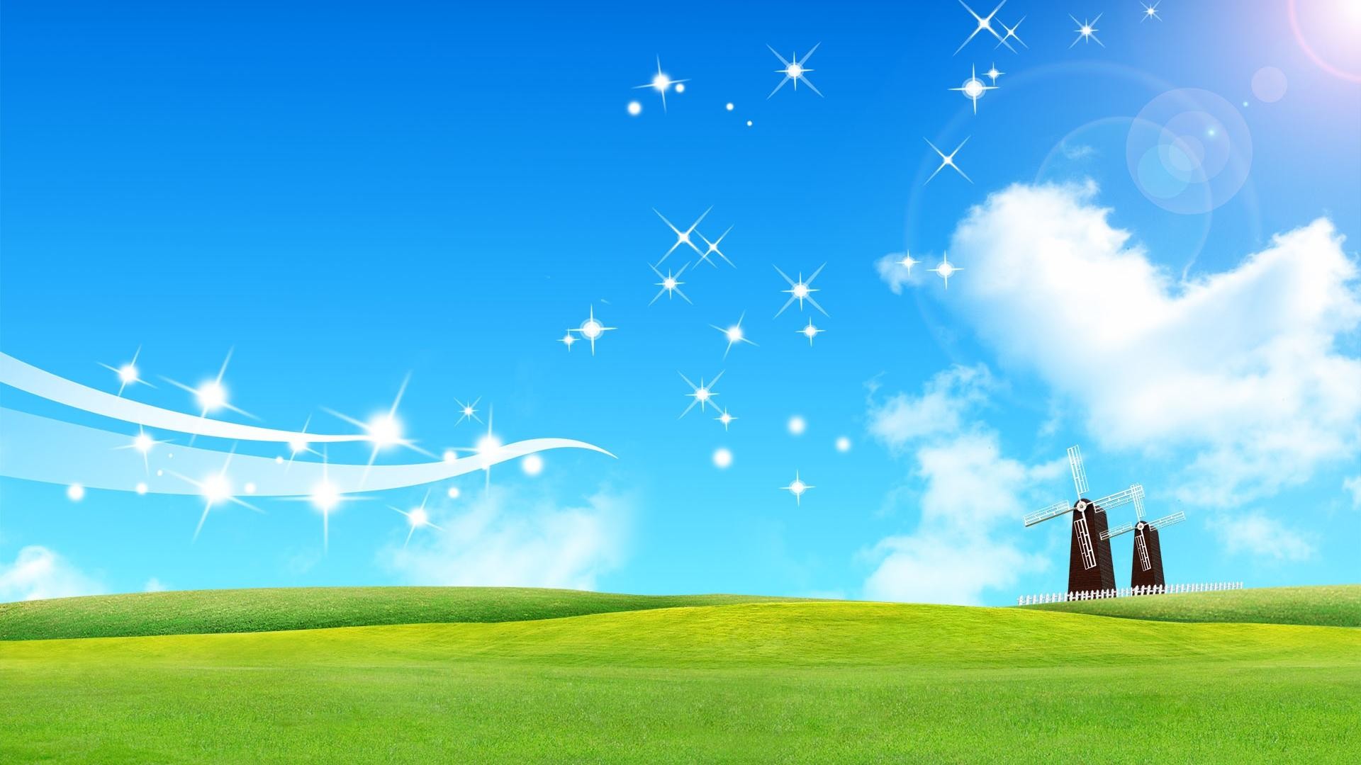 1920x1080  Hd beautiful cartoon blue sky and grassland backgrounds wide  wallpapers:1280x800,1440x900,