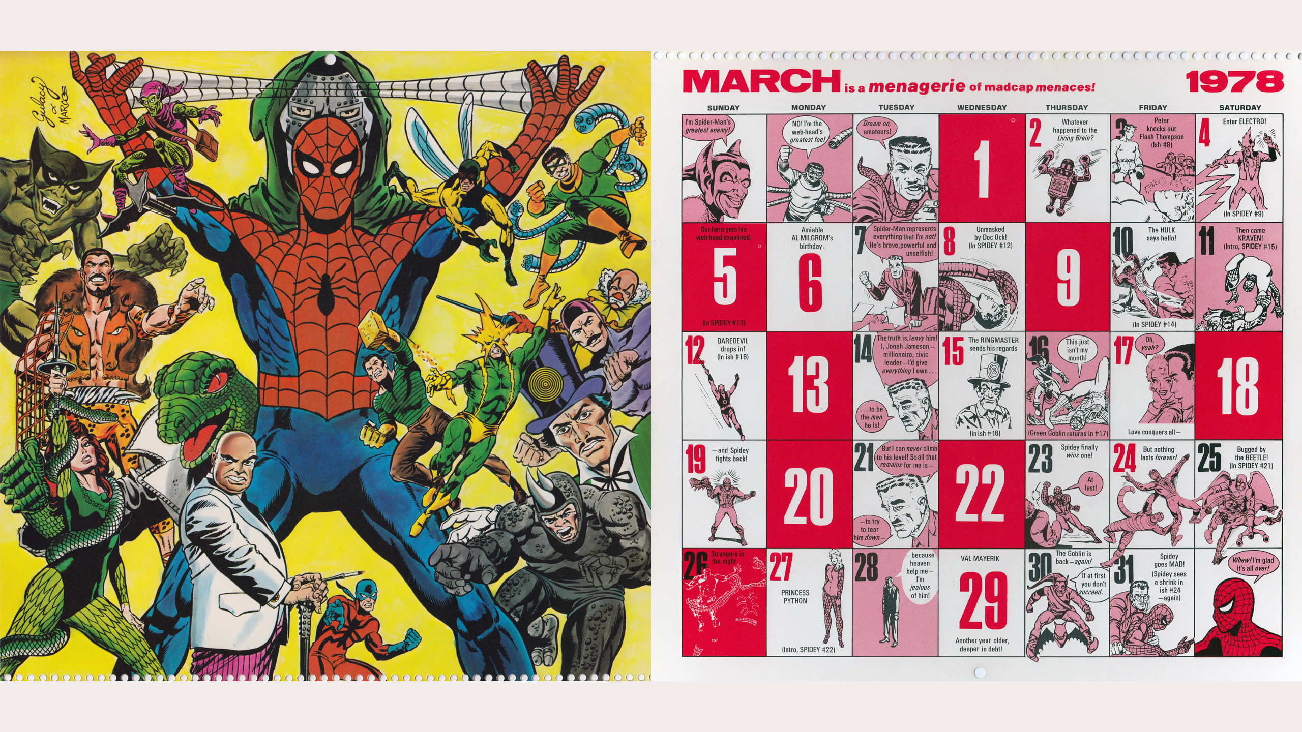 2560x1440 1978 2017 Spiderman Calendar March