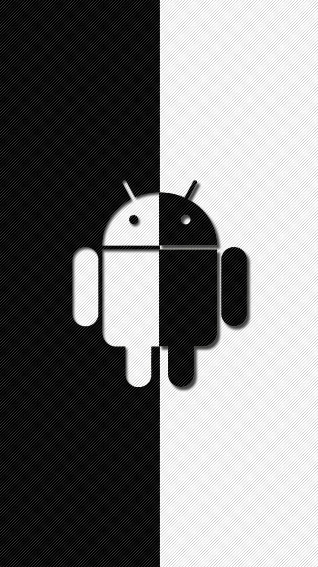 1080x1920 Black White Tuxedo Android Logo Android Wallpaper