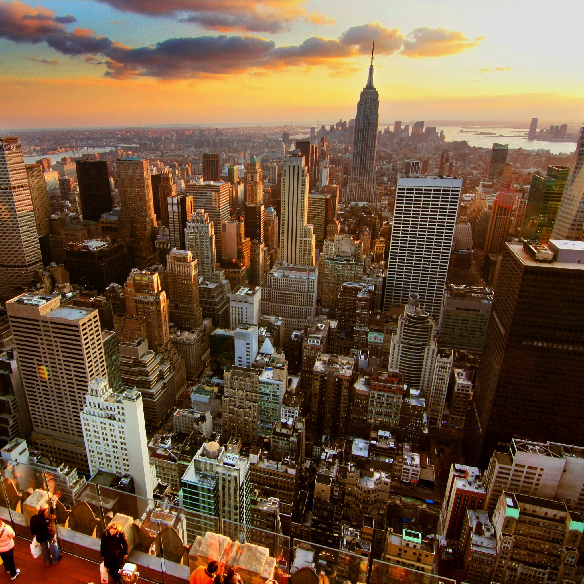 2048x2048 Preview wallpaper new york, home, skyscrapers, rooftops, sunset 