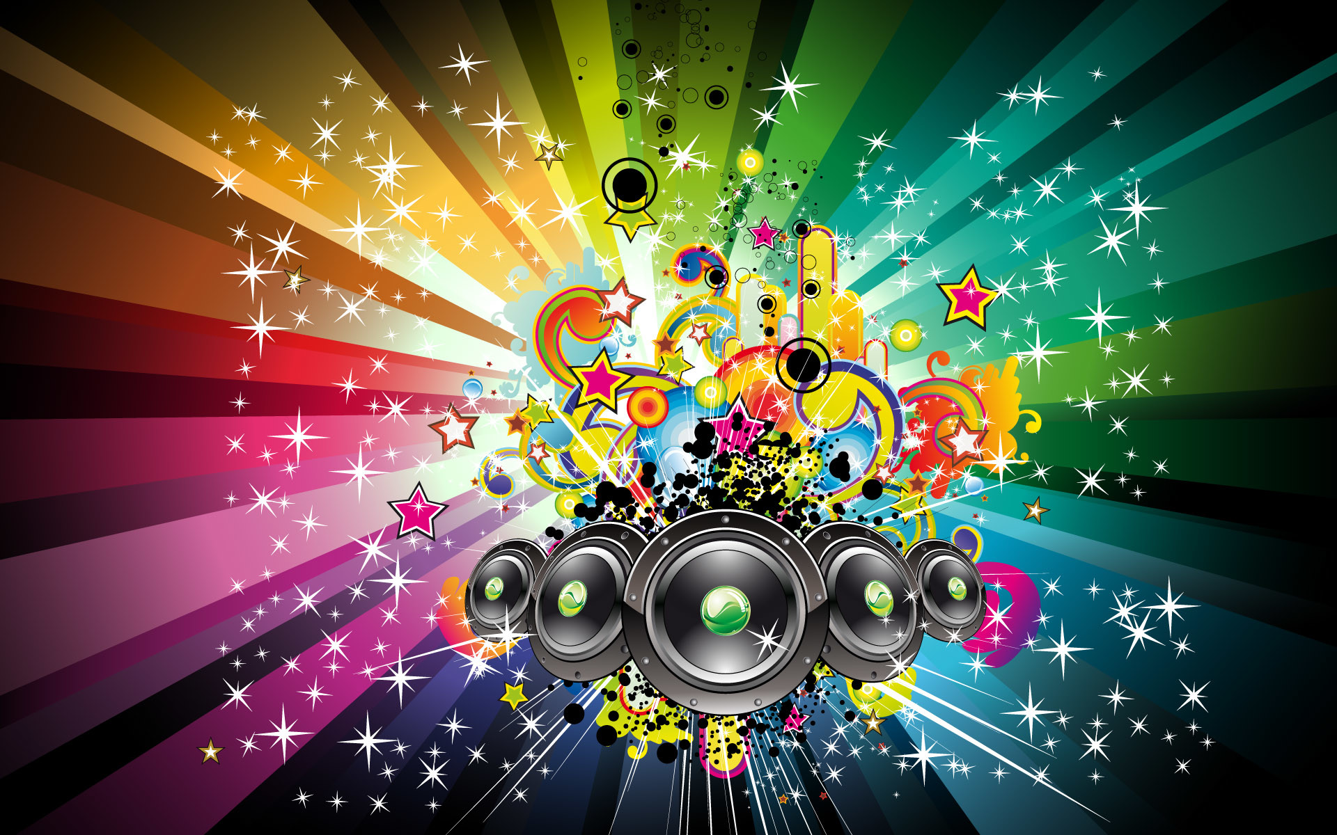 1920x1200 Speakers and rainbow shapes wallpaper - 510170