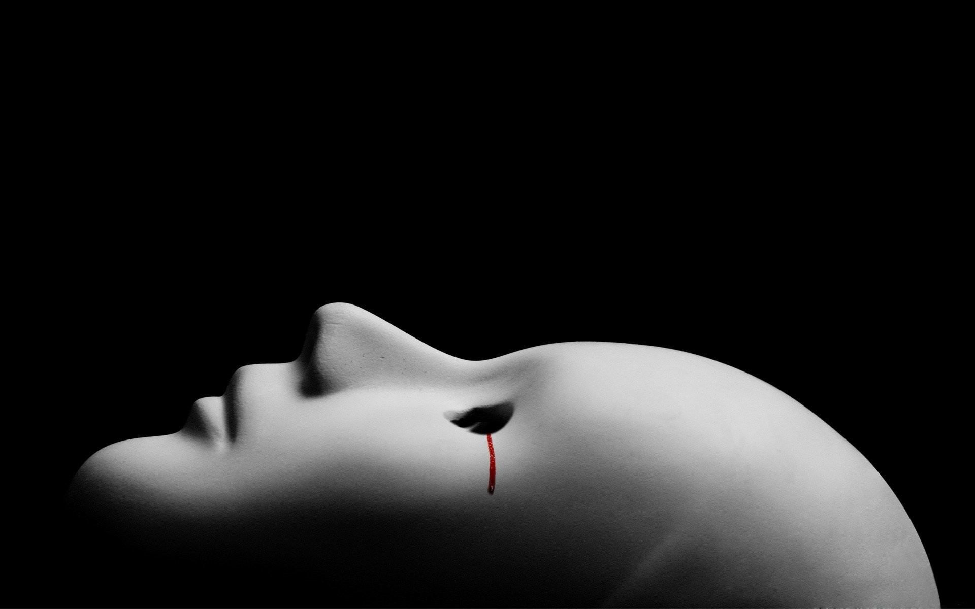 1920x1200 mask tears blood black and white loneliness