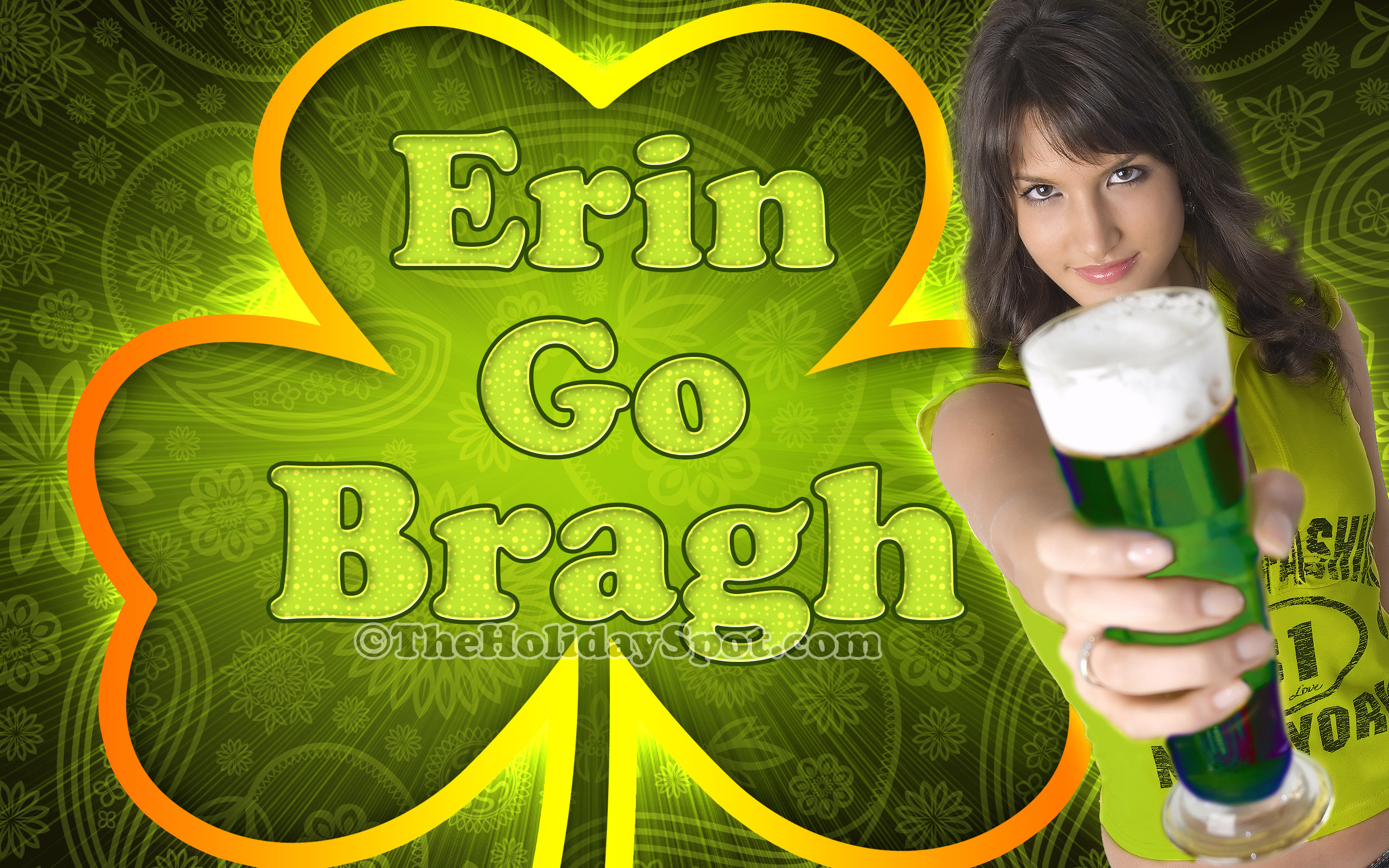 2560x1600 A high quality wallpaper of a beautiful lady offering beer on St. Patrick's  Day