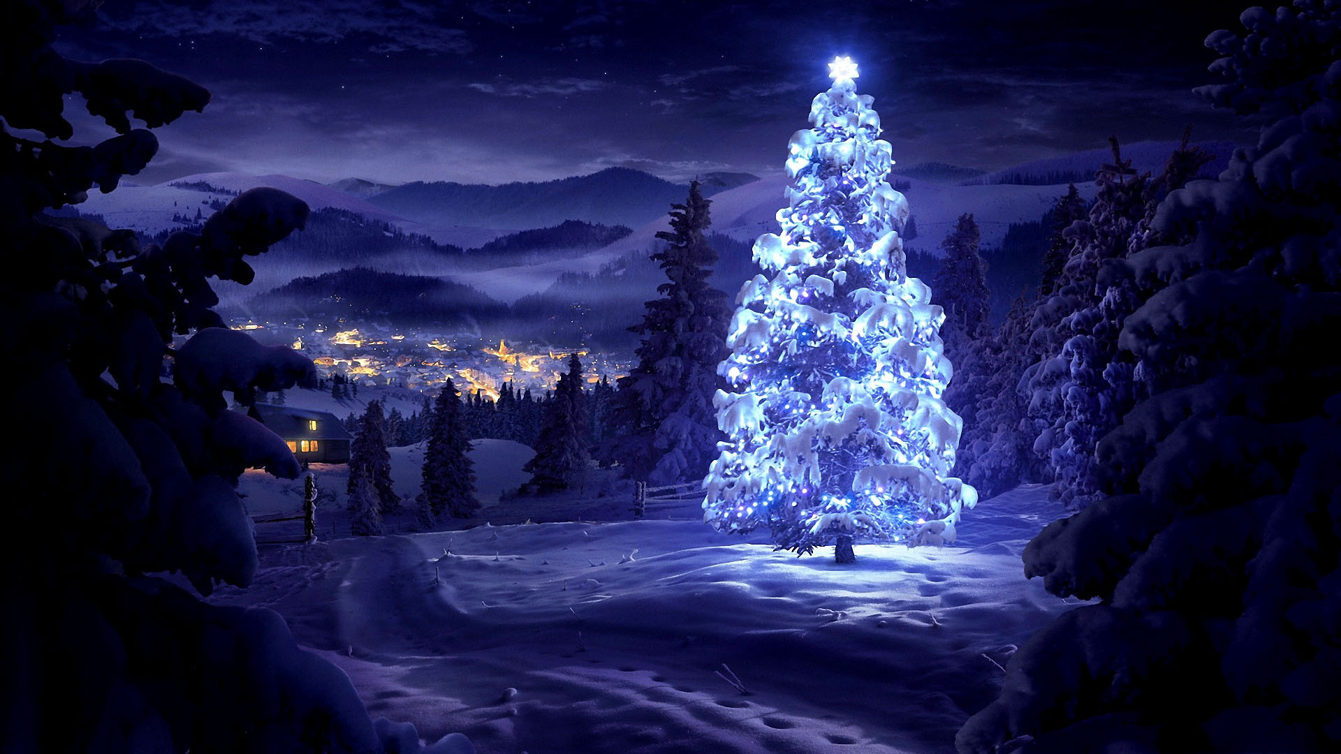 1920x1080 ads Christmas Tree View Screen Backgrounds Wallpaper