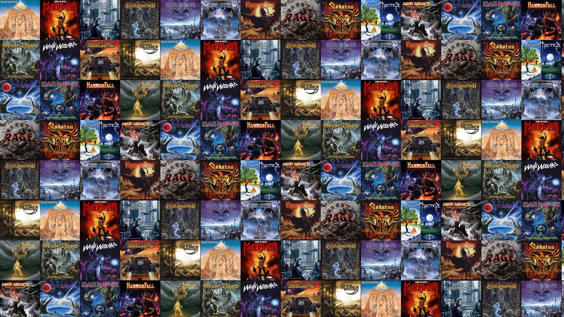 1920x1080 Download this free wallpaper with images of Iron Maiden – Powerslave,  Manowar – Kings Of Metal, Iron Savior – Megatropolis, Blind Guardian –  Nightfall In ...