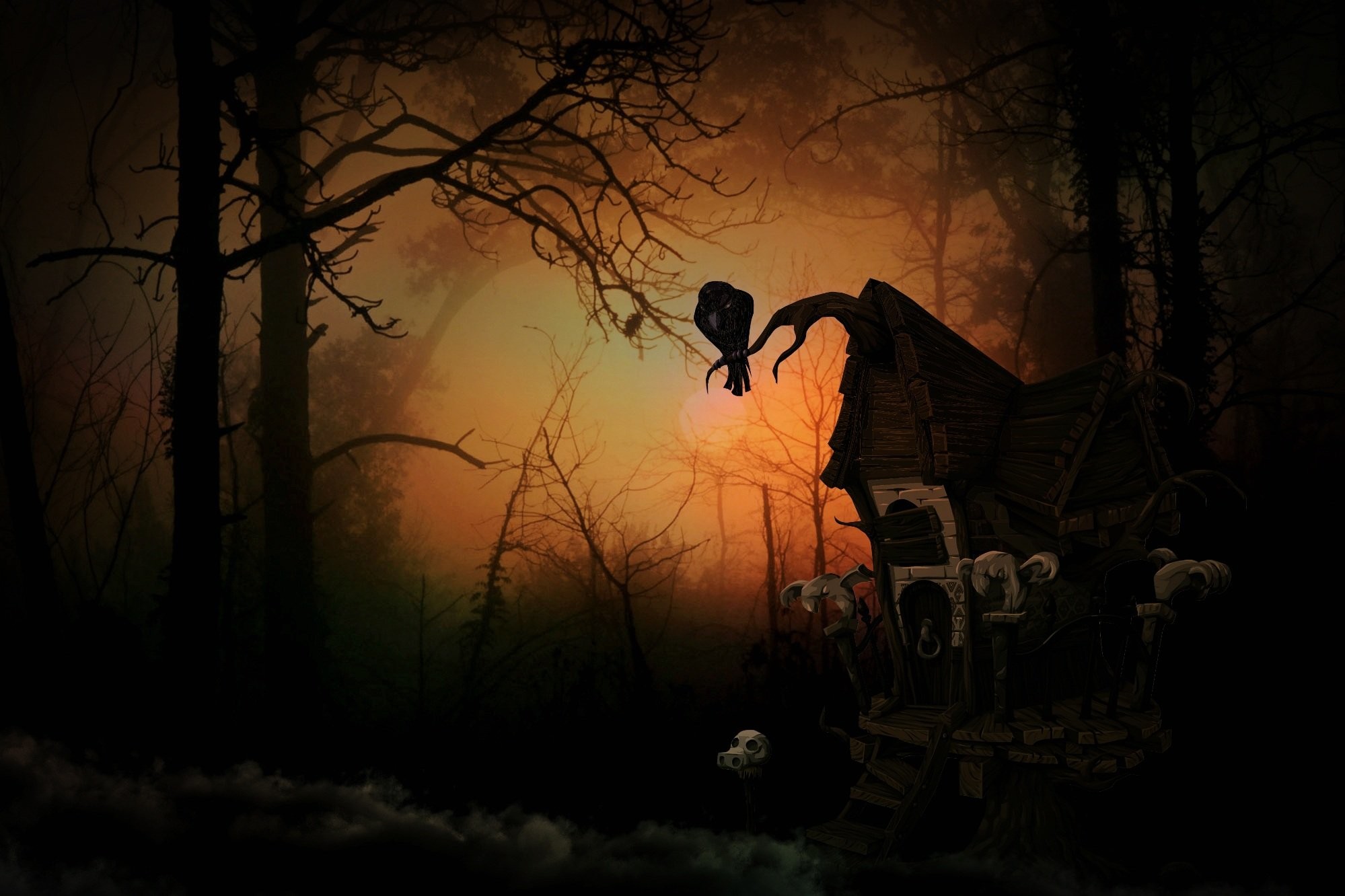1999x1332 Witch House Creepy Forest Weird Mood Mystical wallpaper