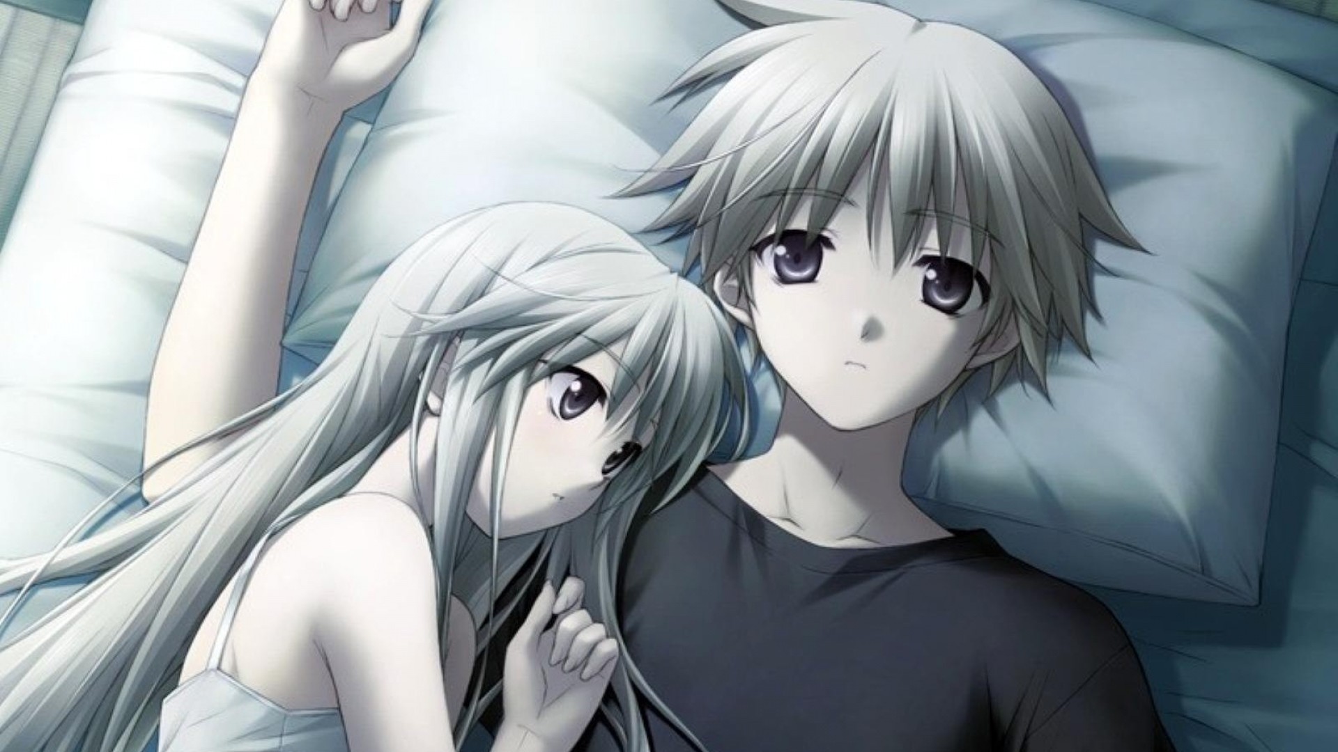 1920x1080  Wallpaper anime, couple, love, bed