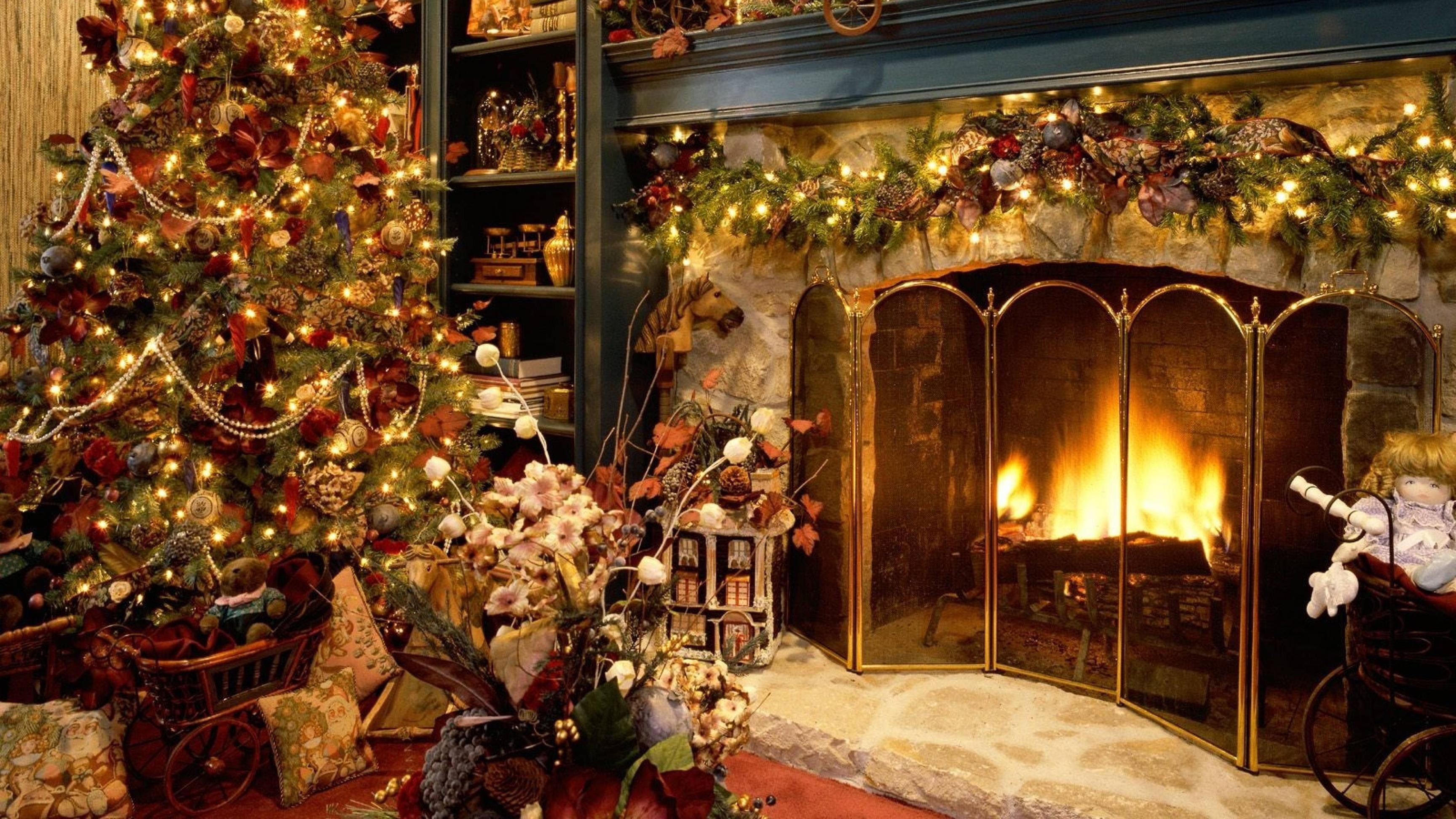 3456x1944 country christmas fireplace wallpaper hd -#main
