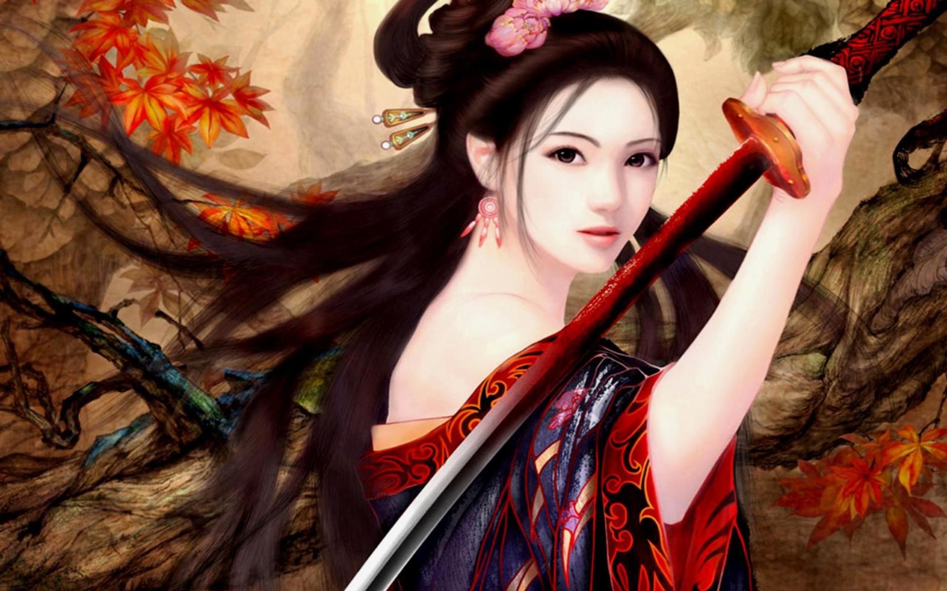1920x1200 Anime Female Warrior Wallpaper Beautiful warrior