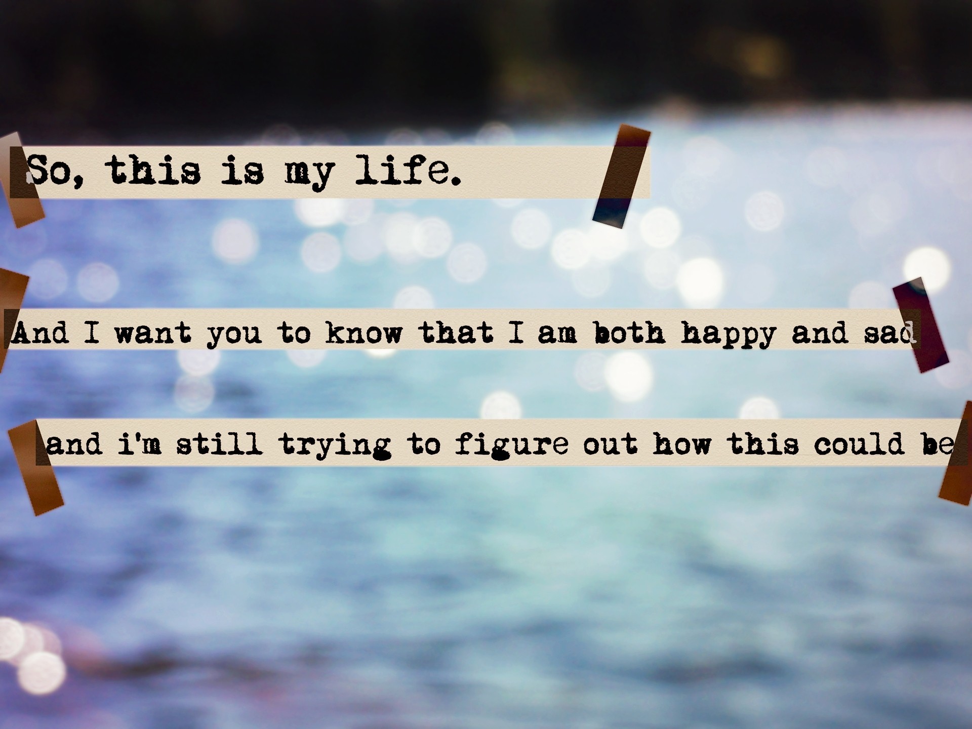 1920x1440 Hd Desktop Wallpaper - text quotes tape bokeh happiness sadness life  blurred background the perks of