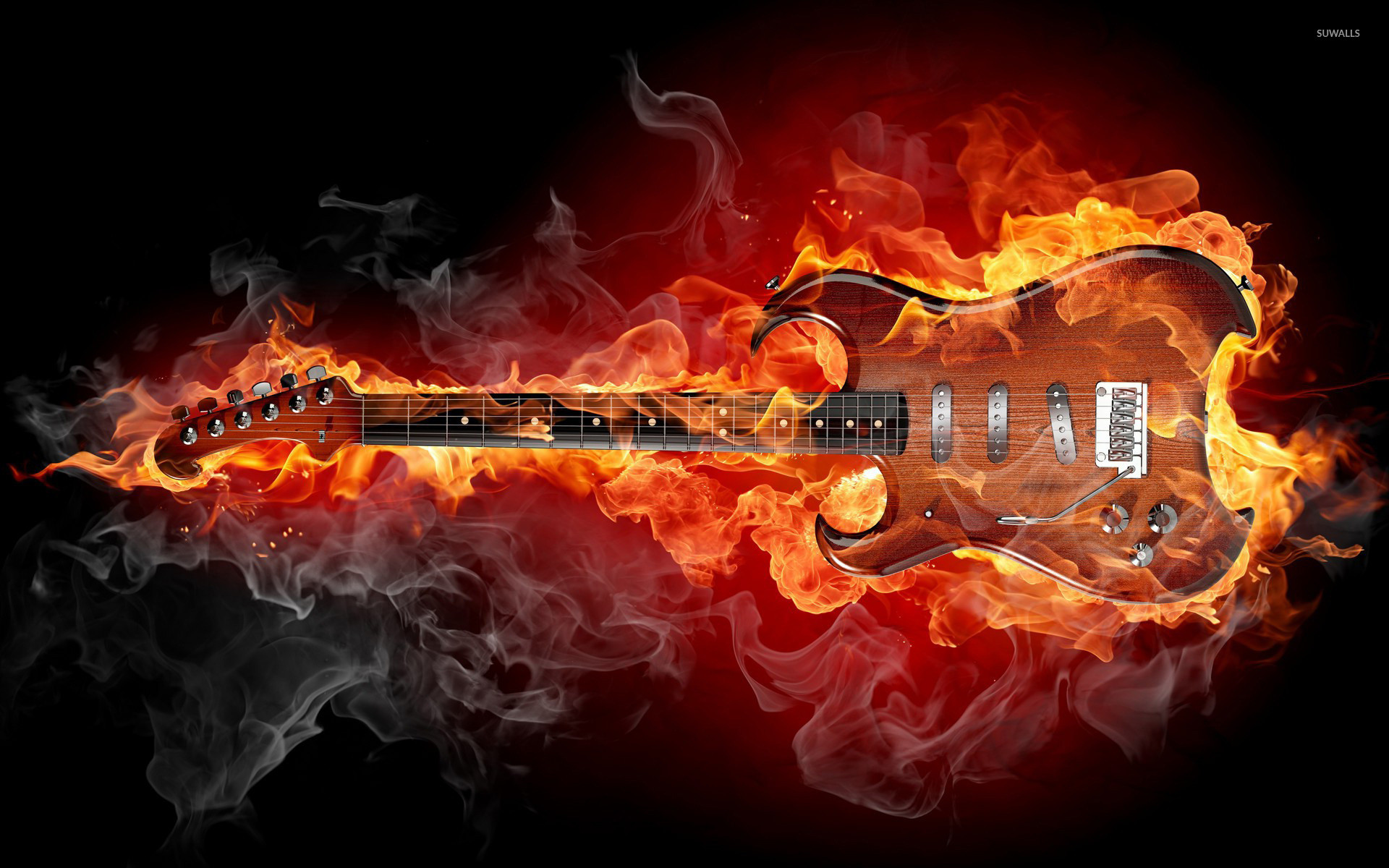1920x1200 Flaming guitar wallpaper