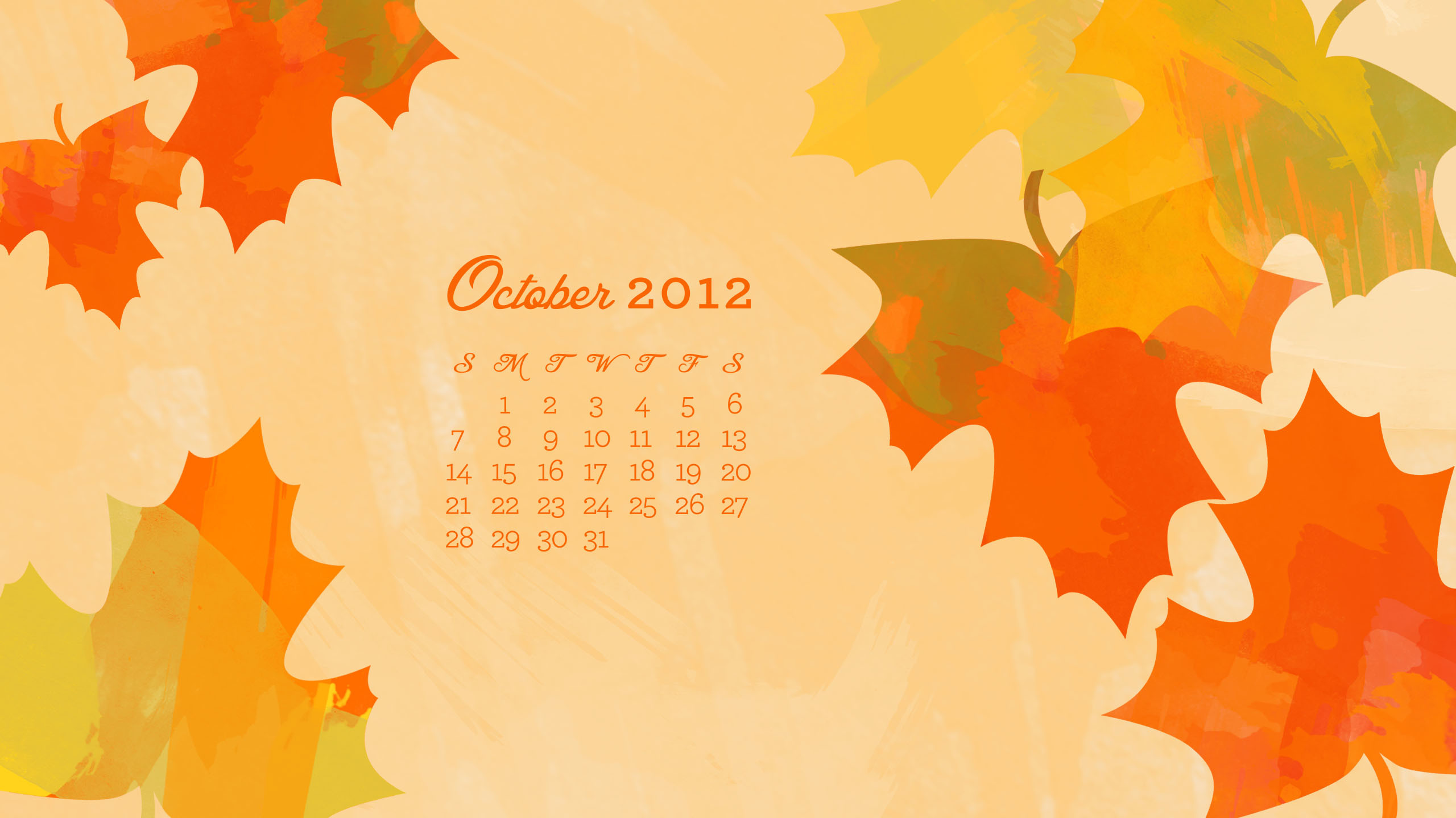 2560x1440 October 2012 Desktop, iPhone & iPad Calendar Wallpaper - Sarah Hearts
