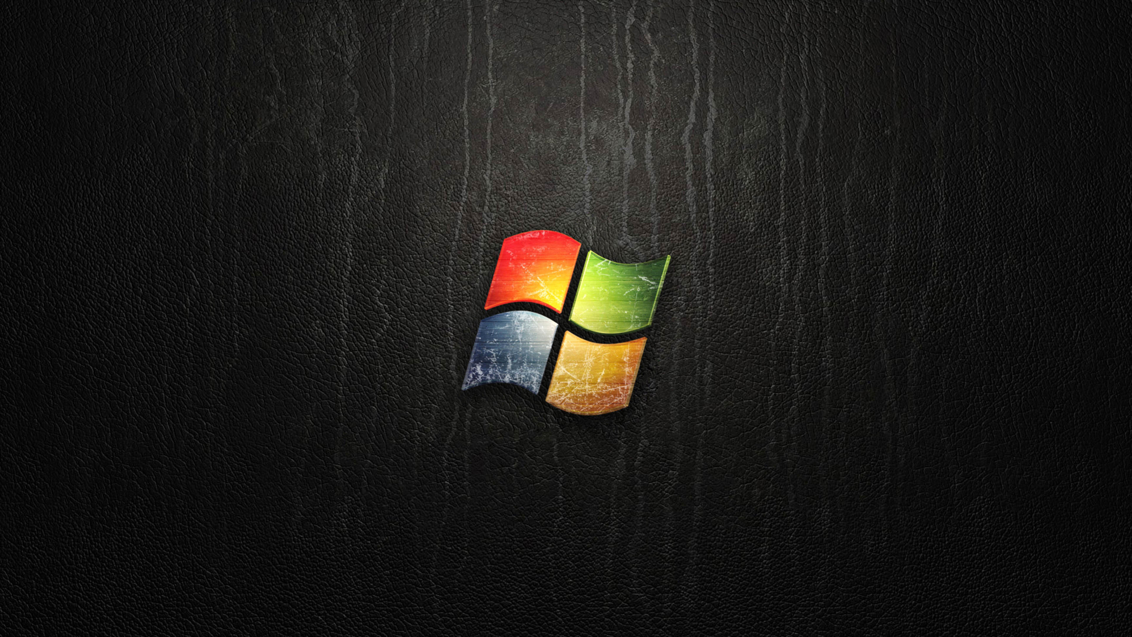 3840x2160 Windows Logo on Leather Texture  wallpaper