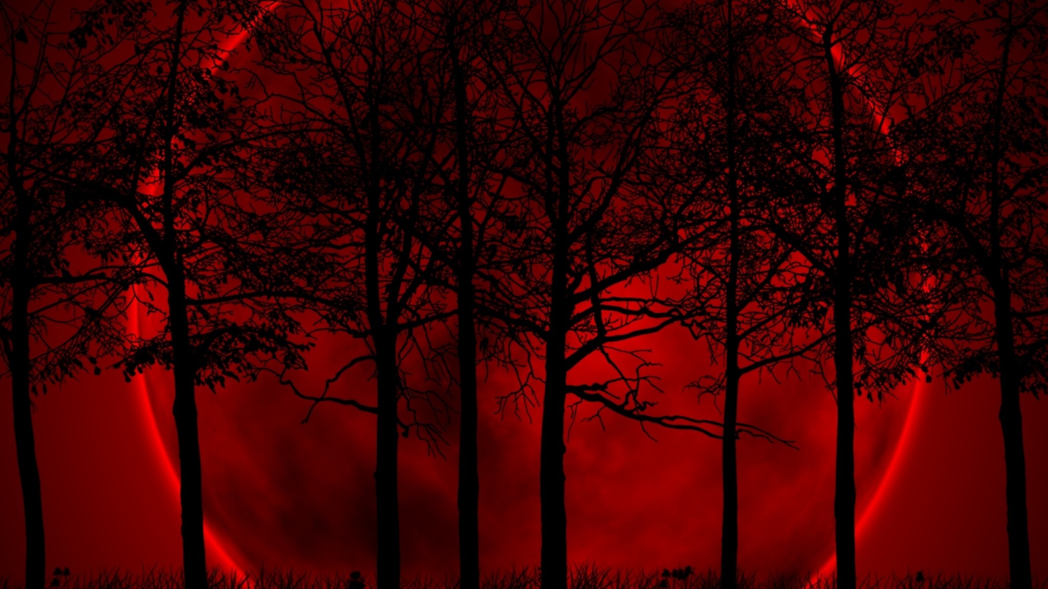 2048x1152 ... Download Wallpaper  Trees Sky Eclipse Night Blood HD