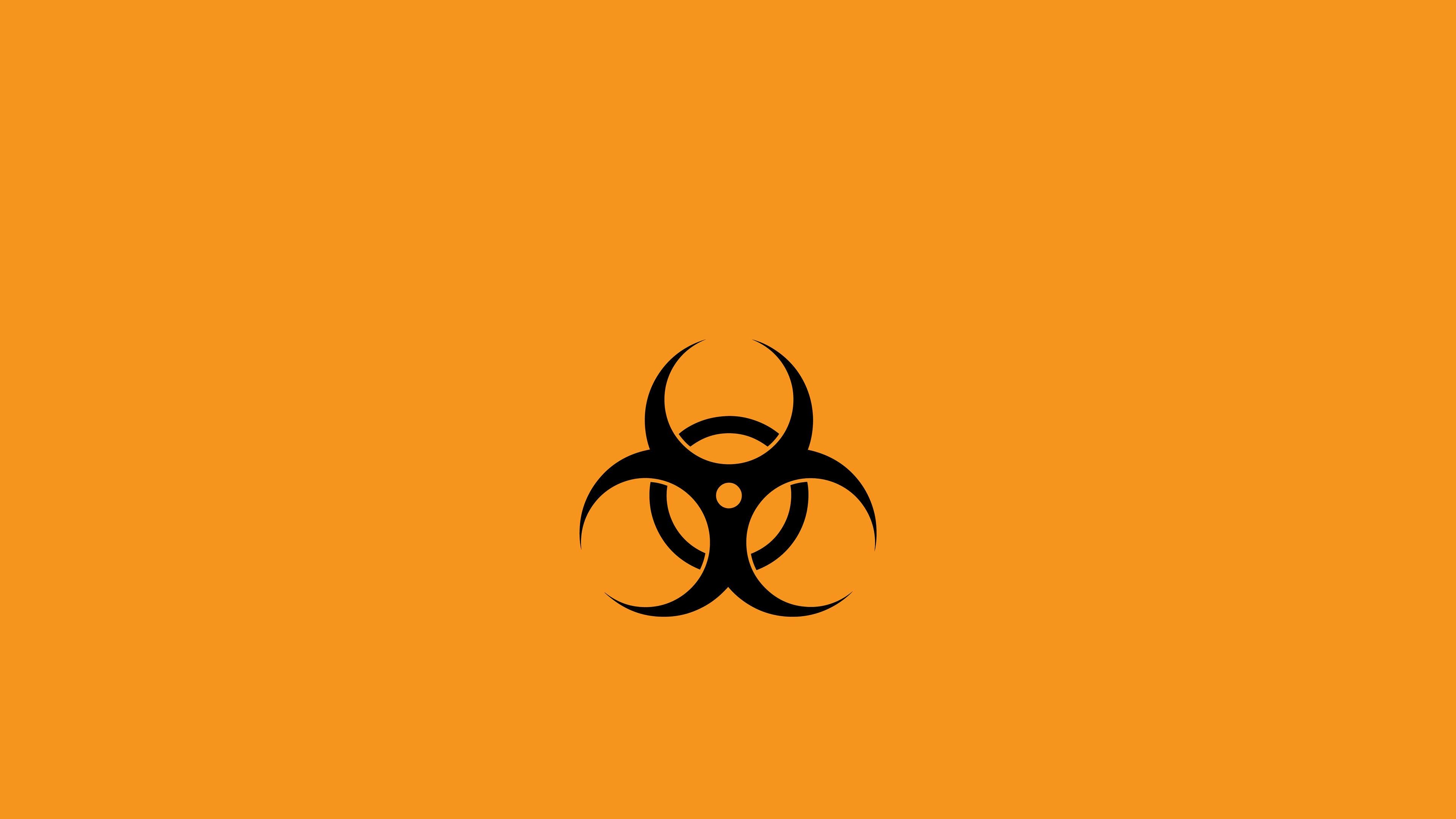 3840x2160 HD Orange and black biohazard sign Wallpaper