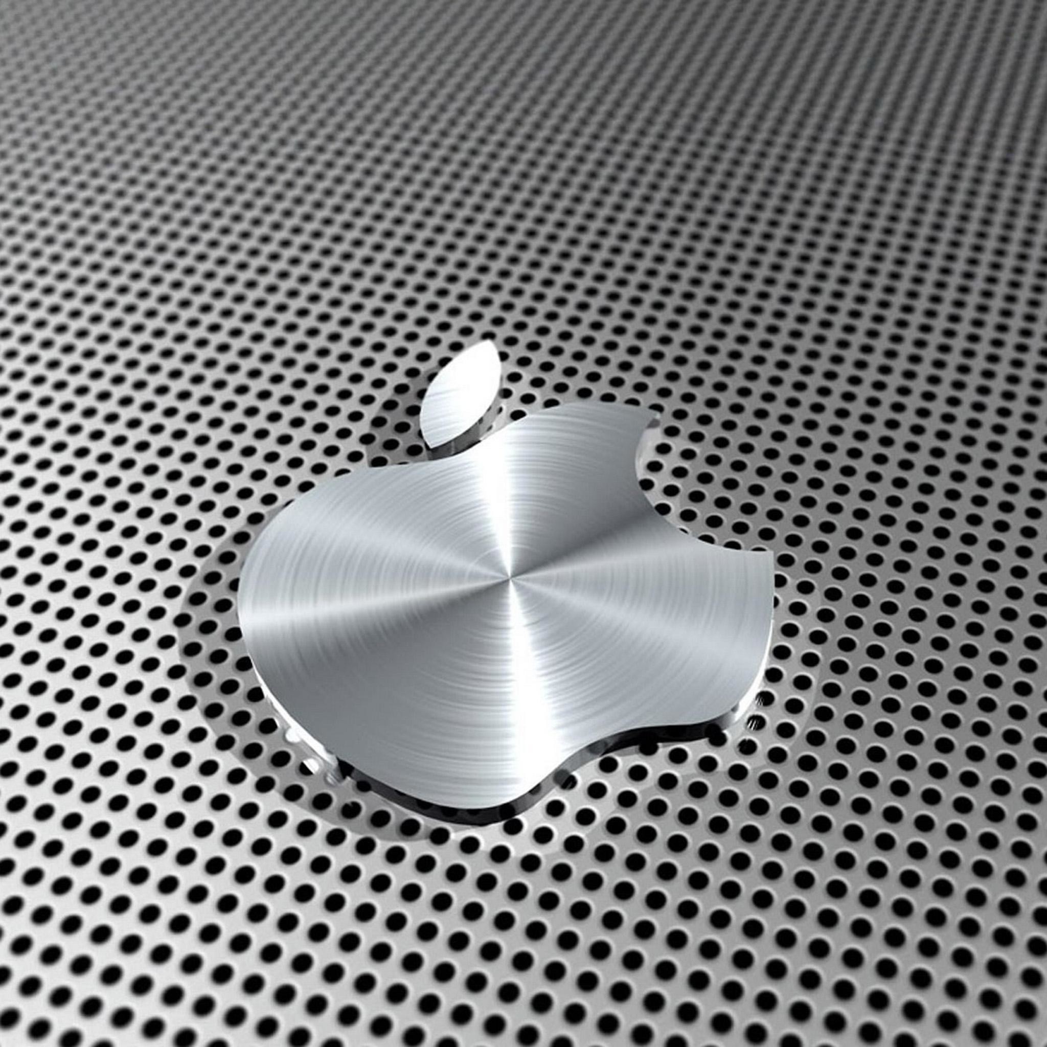 2048x2048 iPad Retina HD Wallpaper Apple Logo in Steel