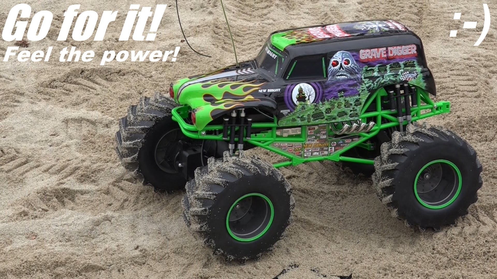 1920x1080 Toy Trucks: RC Monster Jam Show! 1:8 Scale Grave Digger Playtime in the  Sand - YouTube