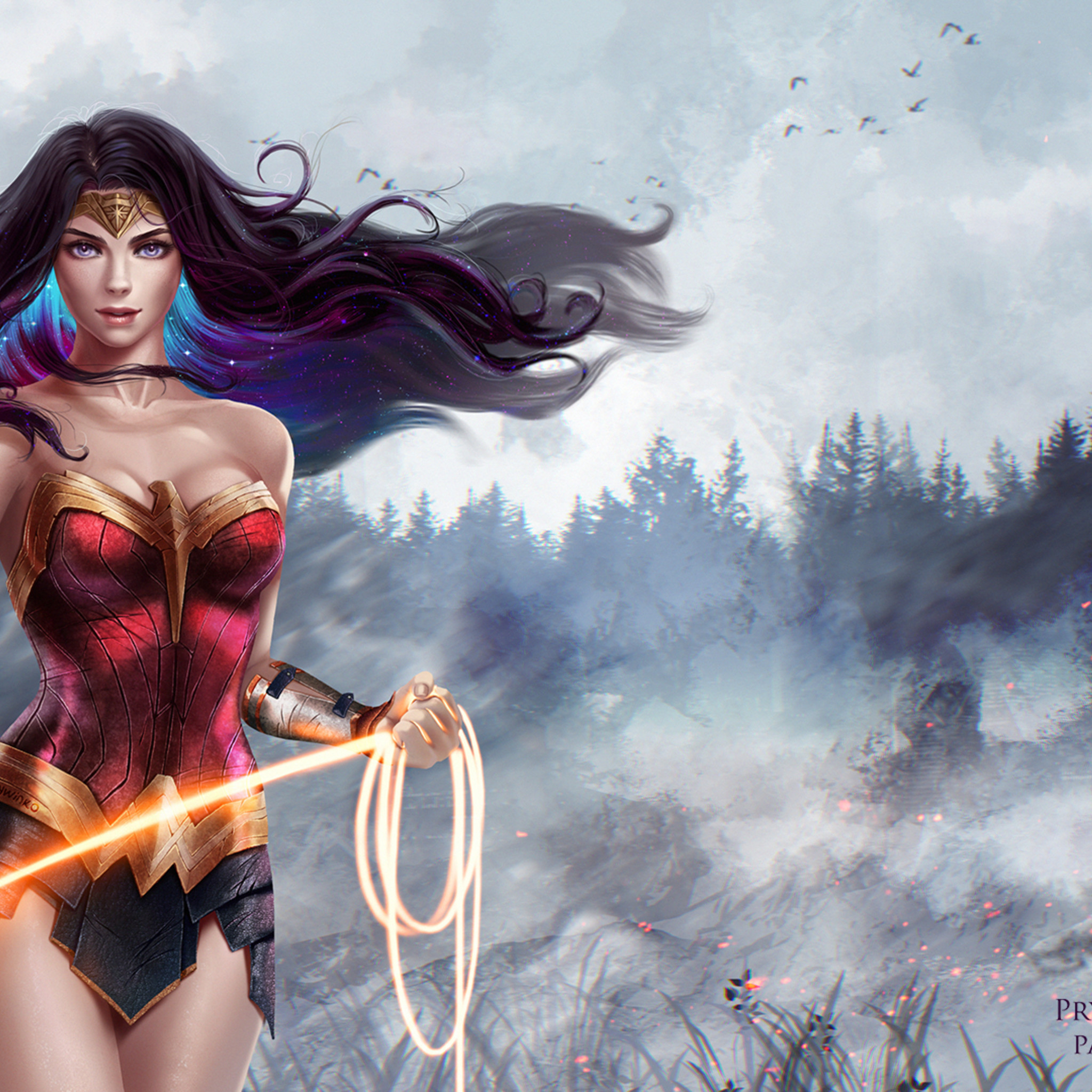 2048x2048 Wonder Woman Superhero Artwork (Ipad Air)