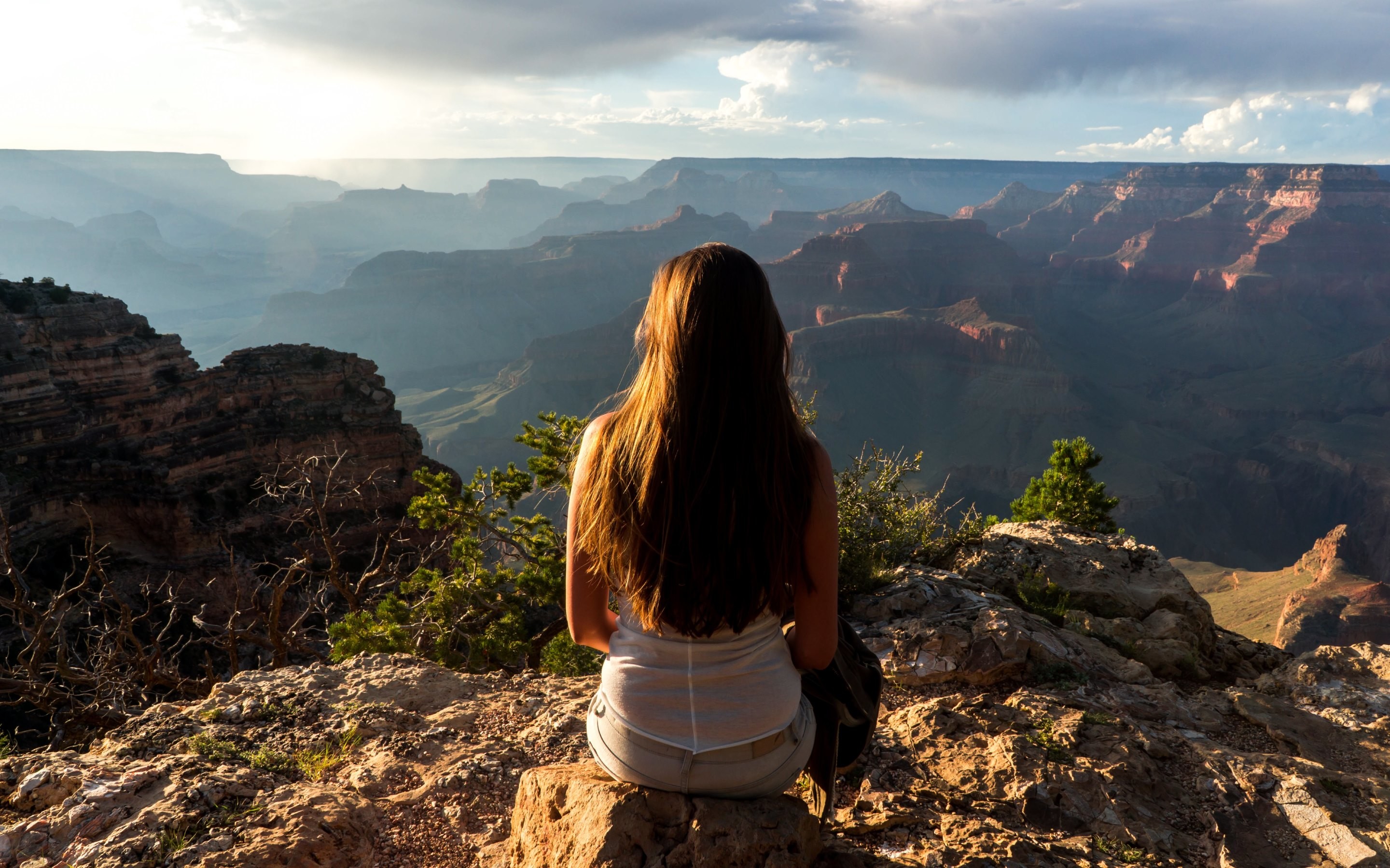2880x1800 Lady admiring the Grand Canyon Wallpapers HD Wallpapers 