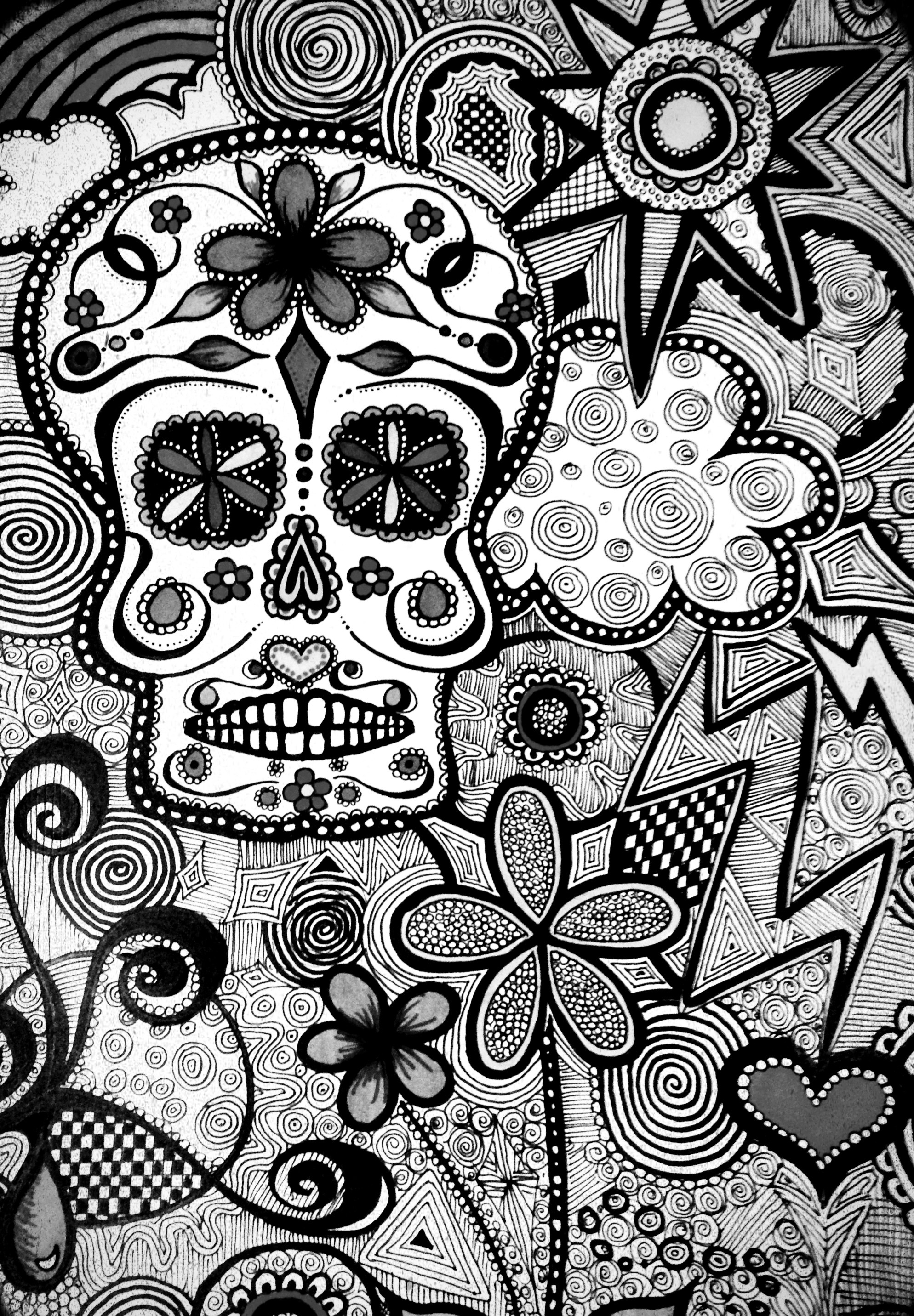 1988x2864 black and white candy skull wallpaper Â©KC :)