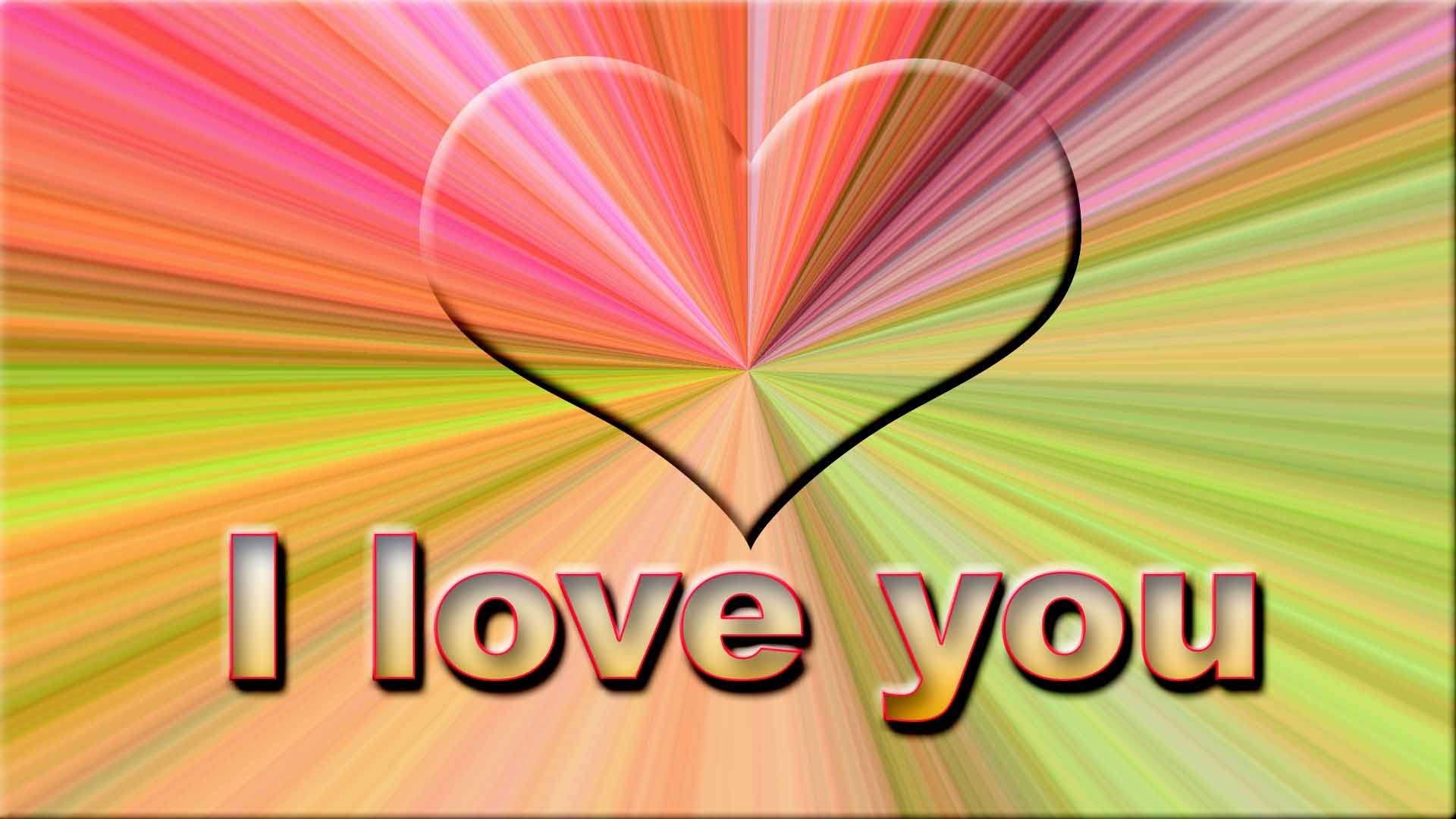 1920x1080 3D I love you with heart love wallpaper