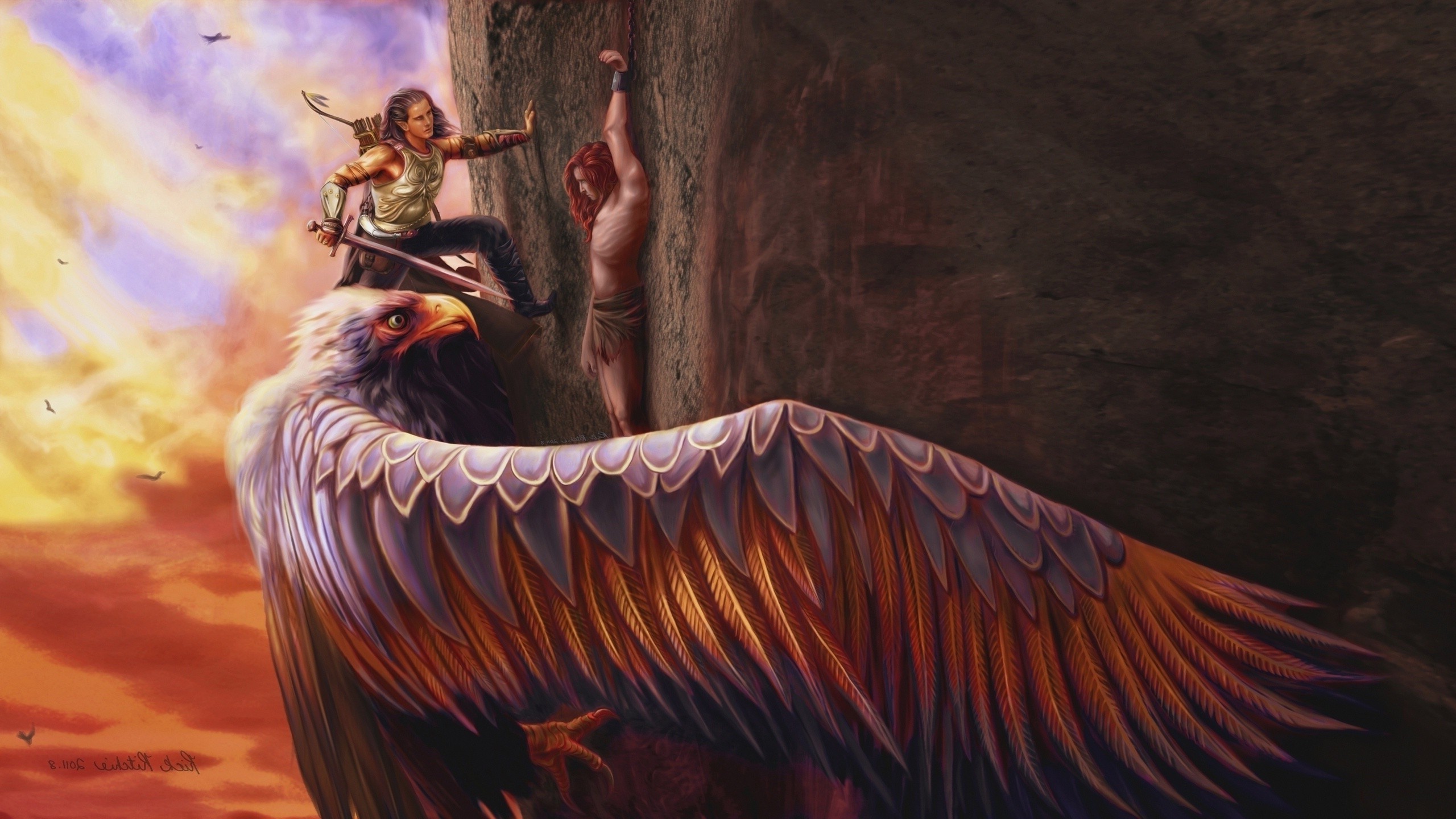 2560x1440 mythology eagle fantasy art Wallpapers HD / Desktop and Mobile Backgrounds