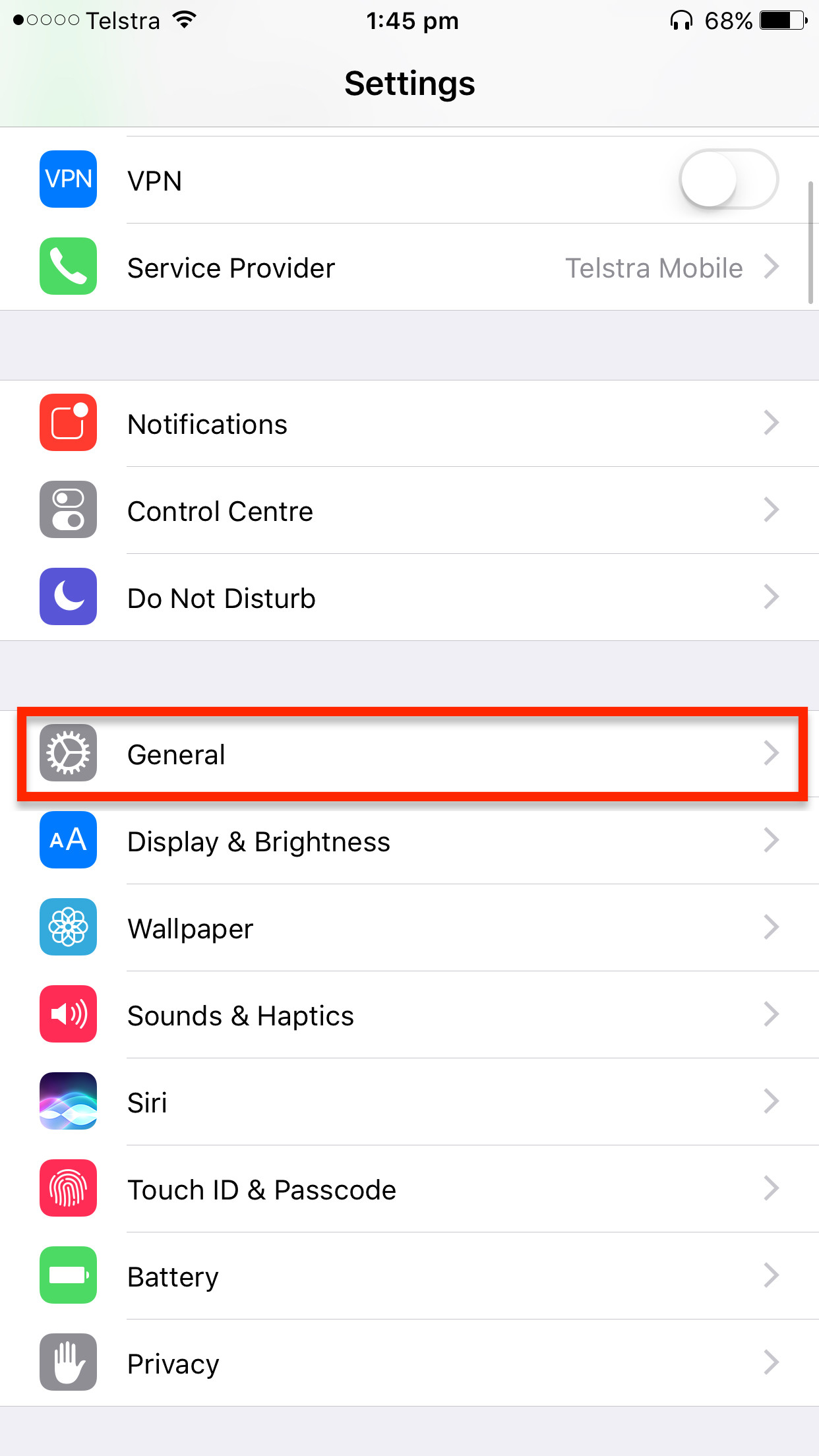 1242x2208 General Settings on iPhone