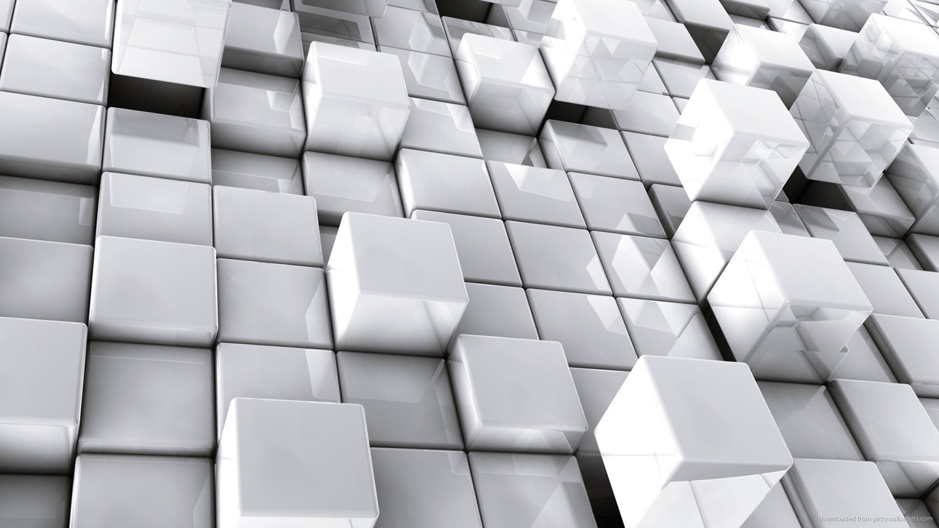 1920x1080 Abstract White 3D Cubes Desktop Wallpaper picture