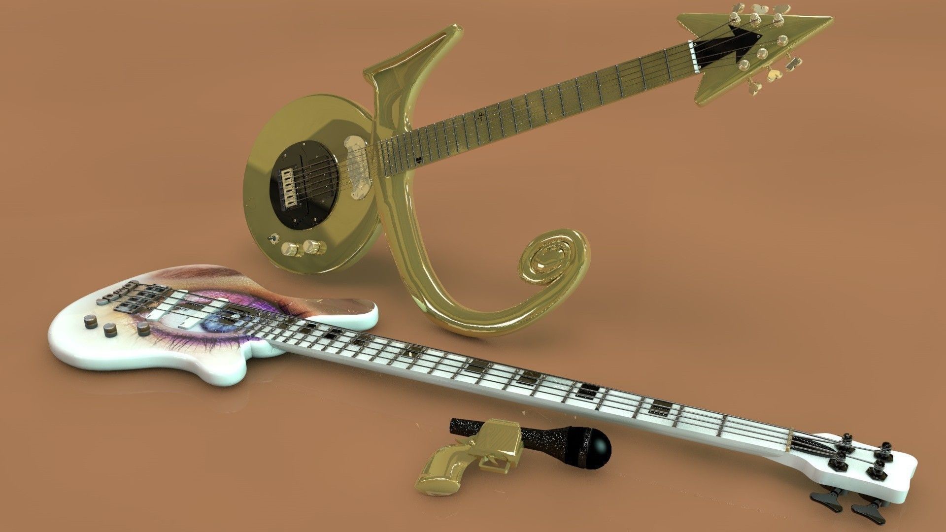1920x1080 ... prince symbol guitar and eye bass 3d model obj 3ds c4d dxf 3 ...